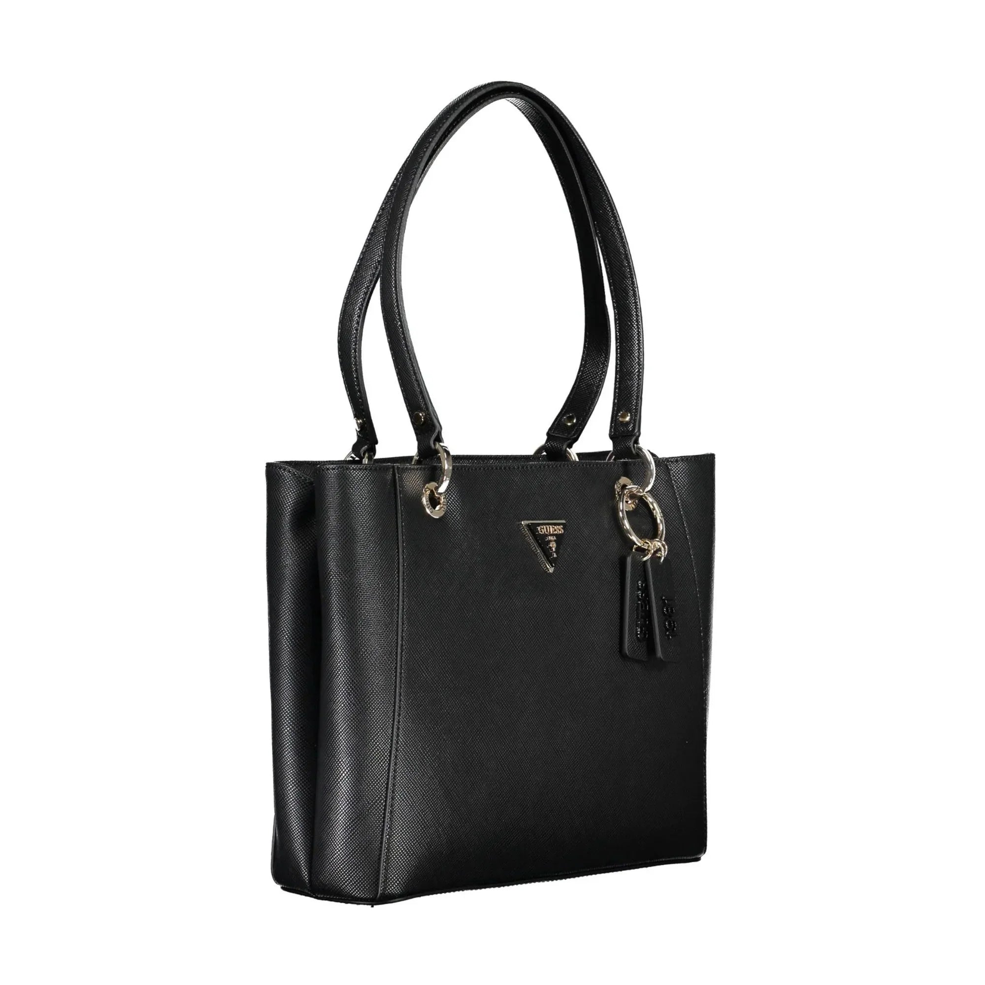 GUESS JEANS Borsa Donna Noelle Nera a Spalla con Dettagli a Contrasto