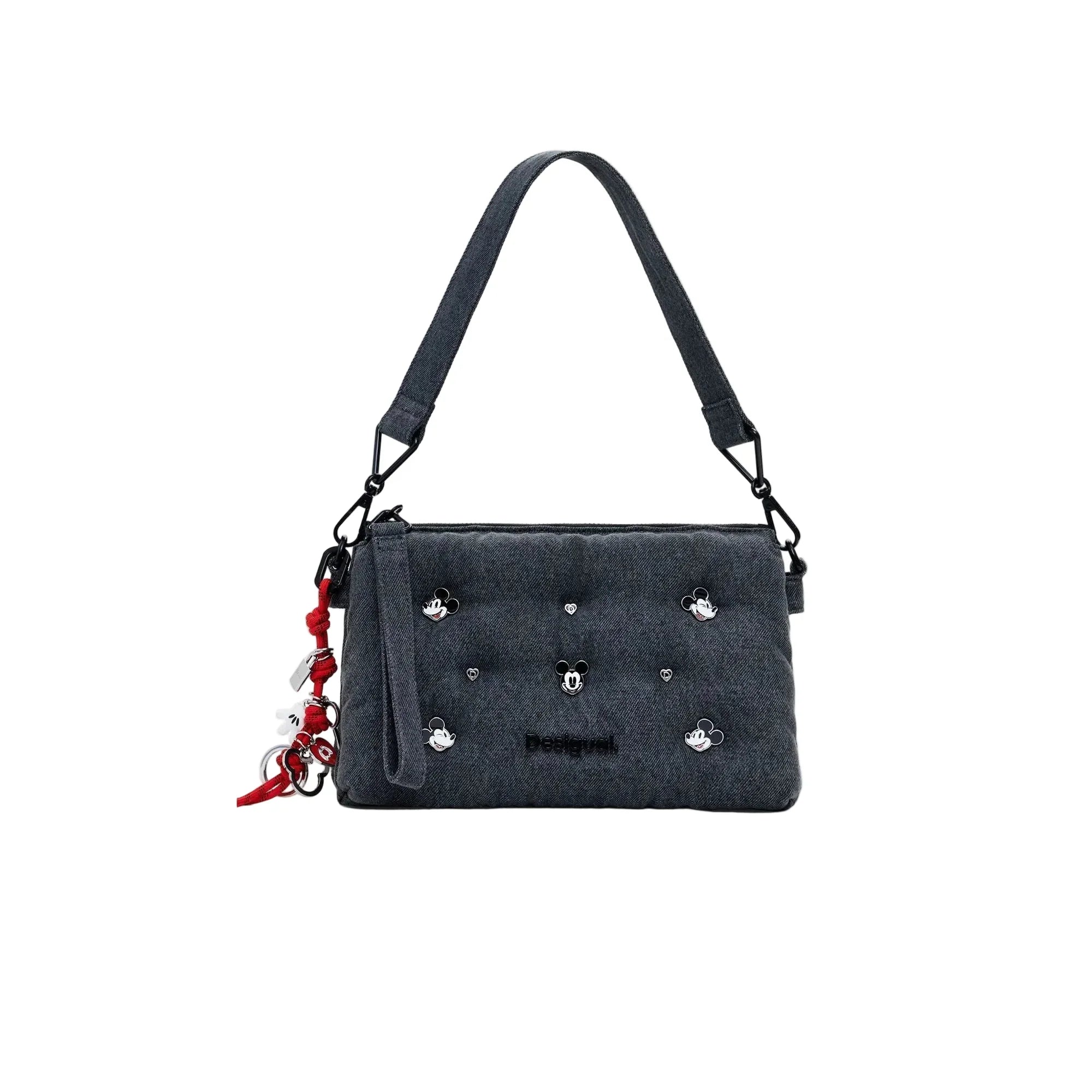 DESIGUAL Borsa Donna Grigia a Spalla Mickey Studs Dortmund