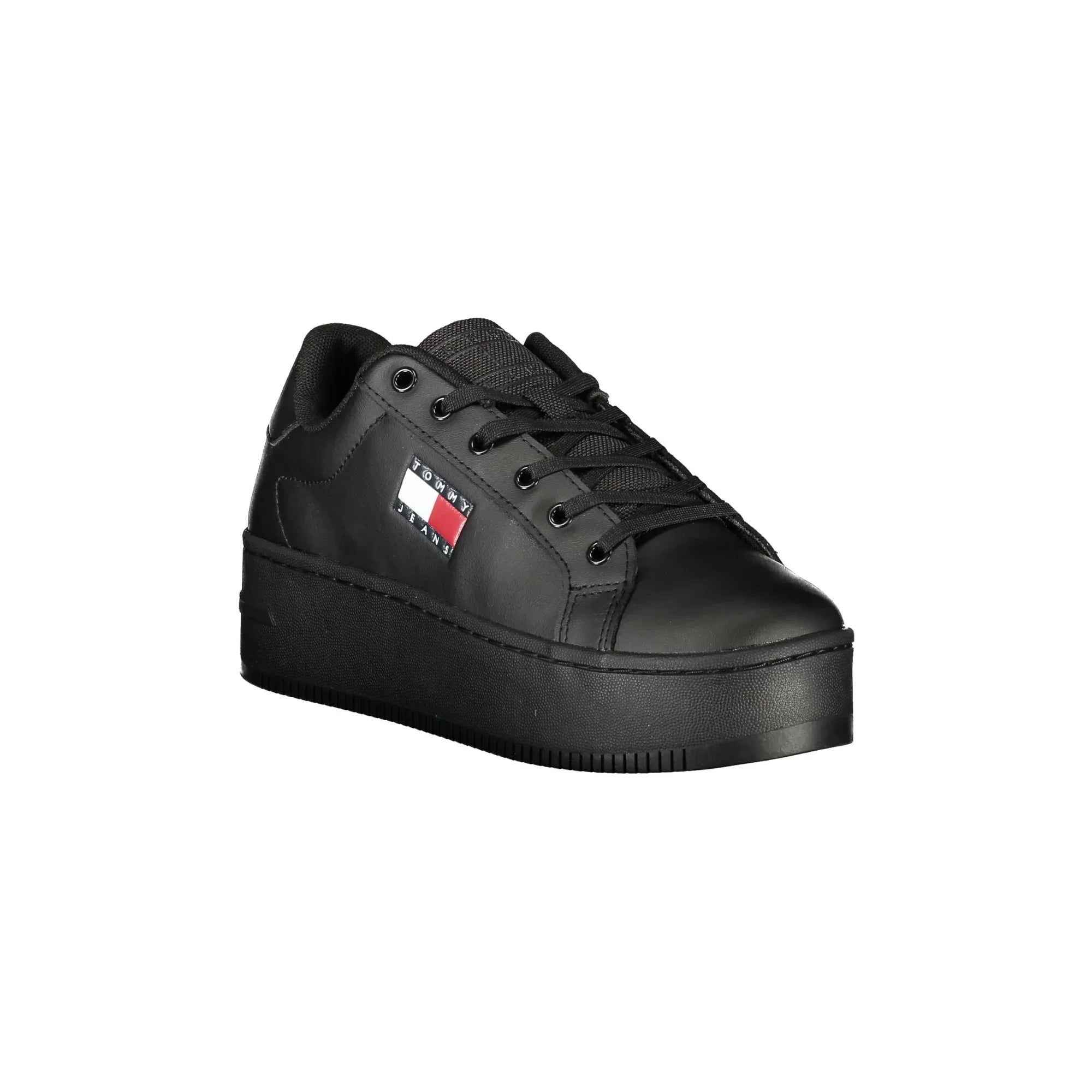 TOMMY HILFIGER Scarpe Sneakers Donna Nere con Zeppa 5 cm e Plantare Removibile