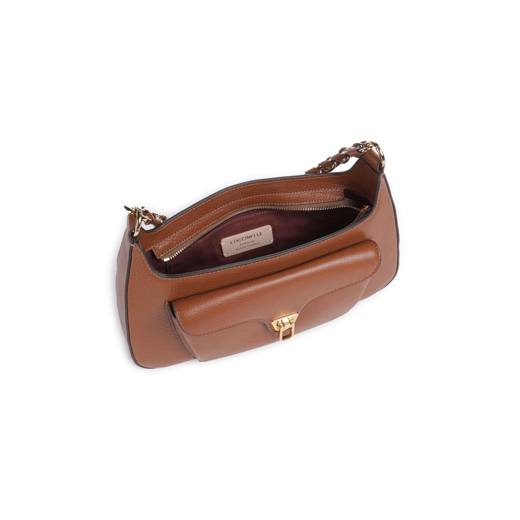 COCCINELLE Borsa Donna a Spalla Marrone, In Vera Pelle, Beat Generation