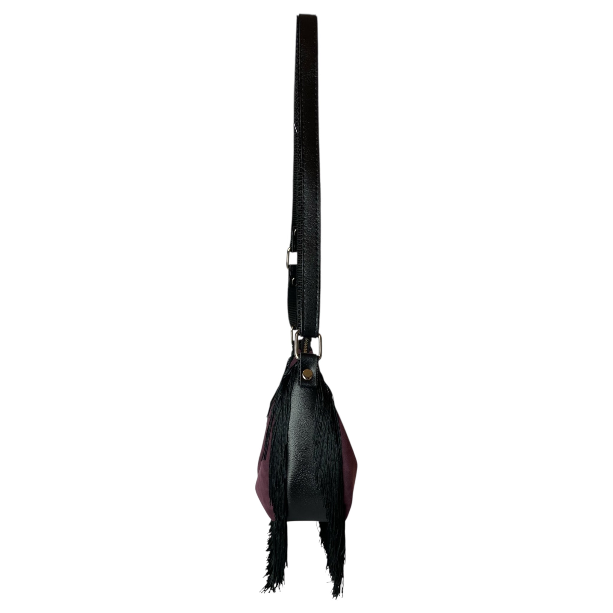 Vivienne Bordeaux Noir Frange - Borsa donna a spalla