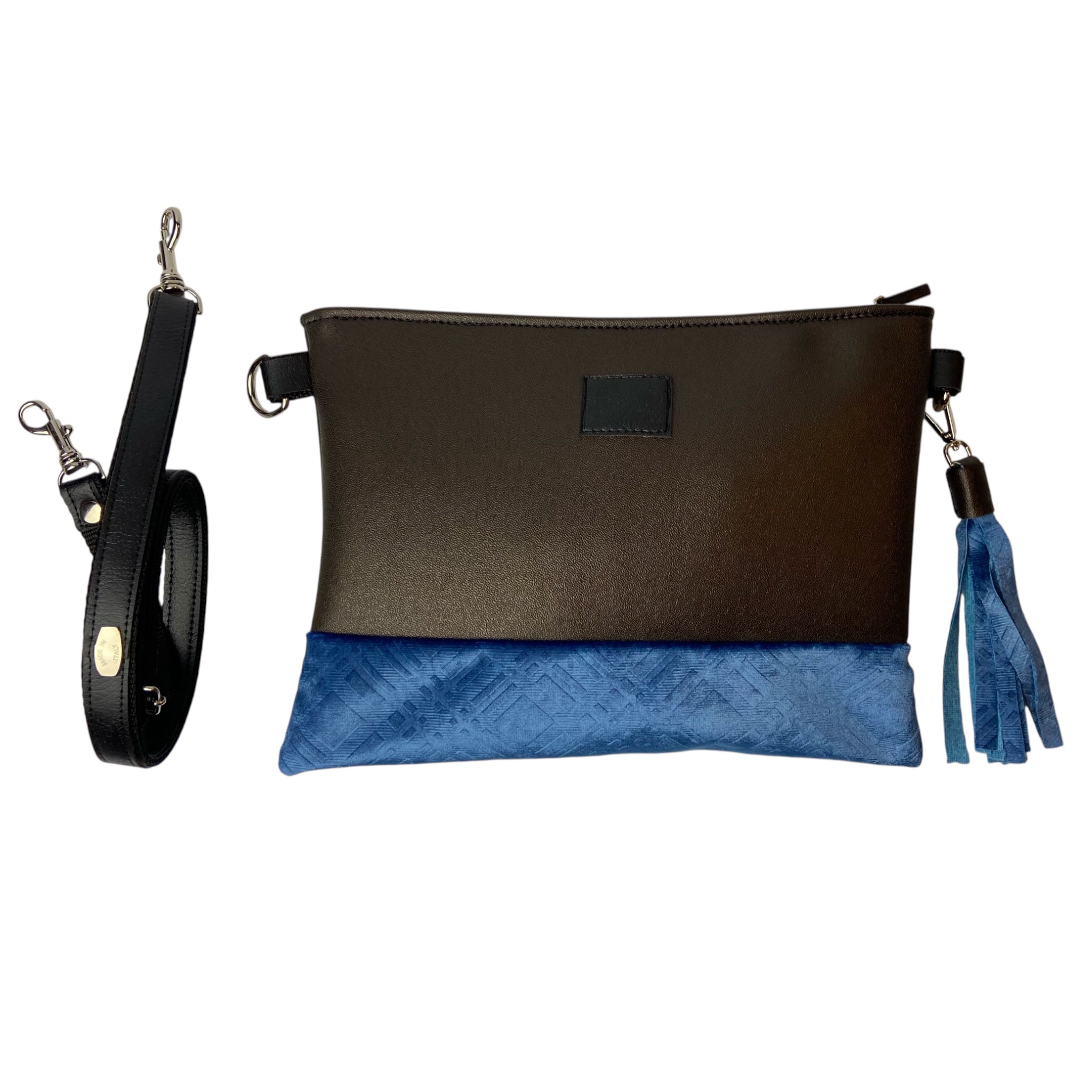 Tracollina Cioccolato & Blu - Pochette donna a mano e tracolla