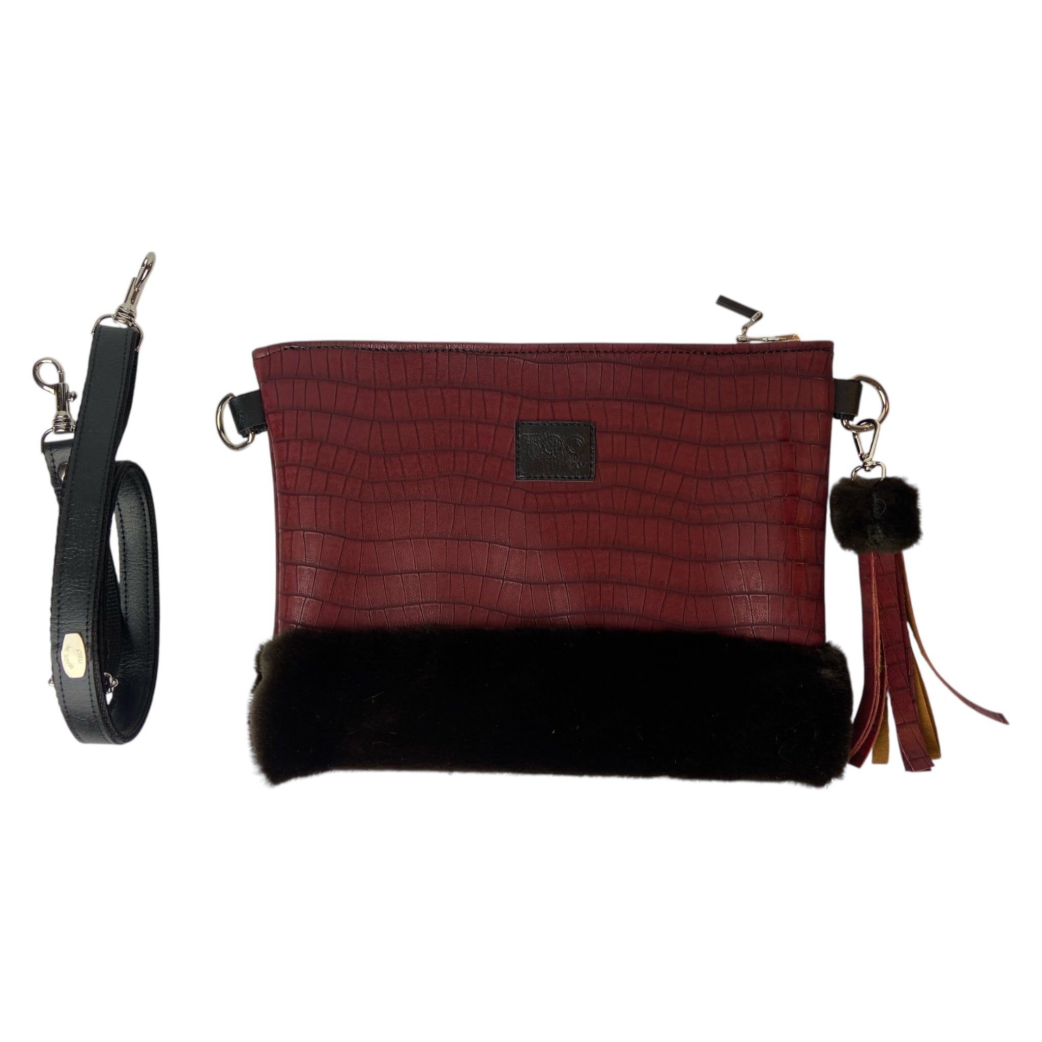 Tracollina Bordeaux & Black - Pochette donna a mano e tracolla