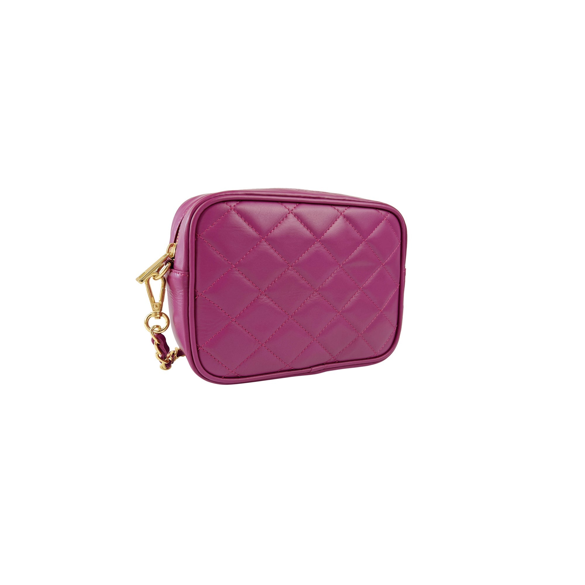 Borsa Donna a Tracolla Trapuntata Ciclamino, In Vera Pelle, Made in Italy, Nora