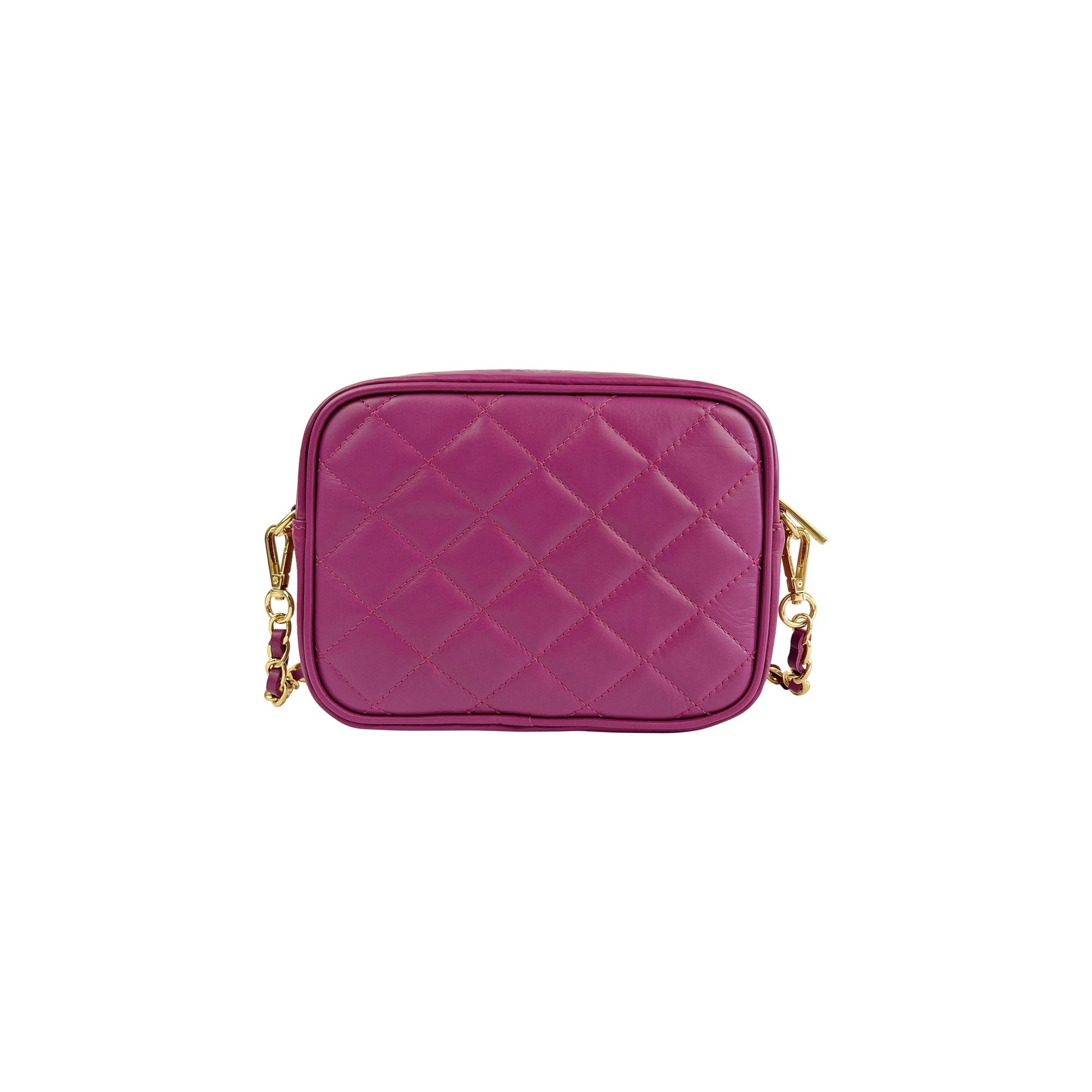 Borsa Donna a Tracolla Trapuntata Ciclamino, In Vera Pelle, Made in Italy, Nora