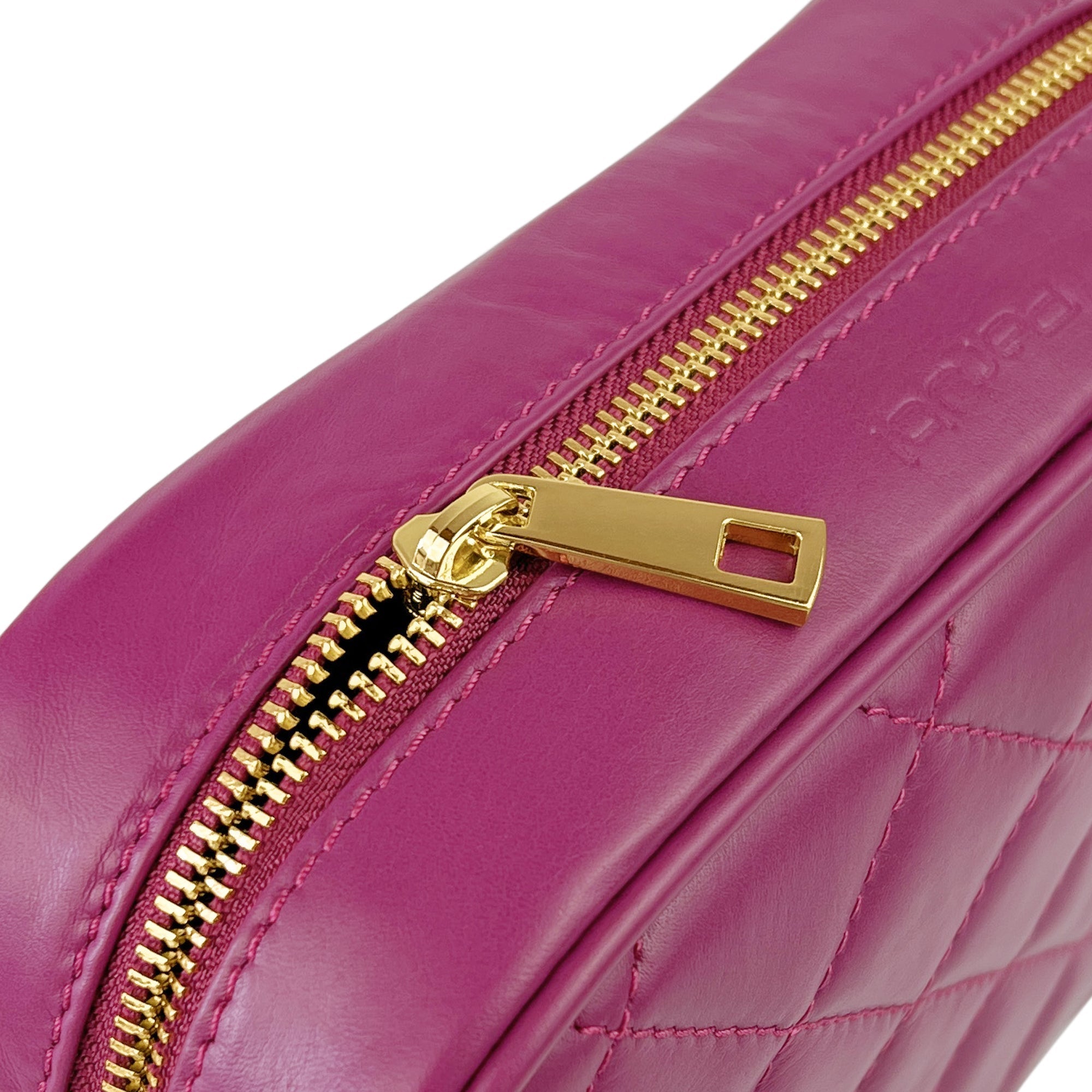 Borsa Donna a Tracolla Trapuntata Ciclamino, In Vera Pelle, Made in Italy, Nora