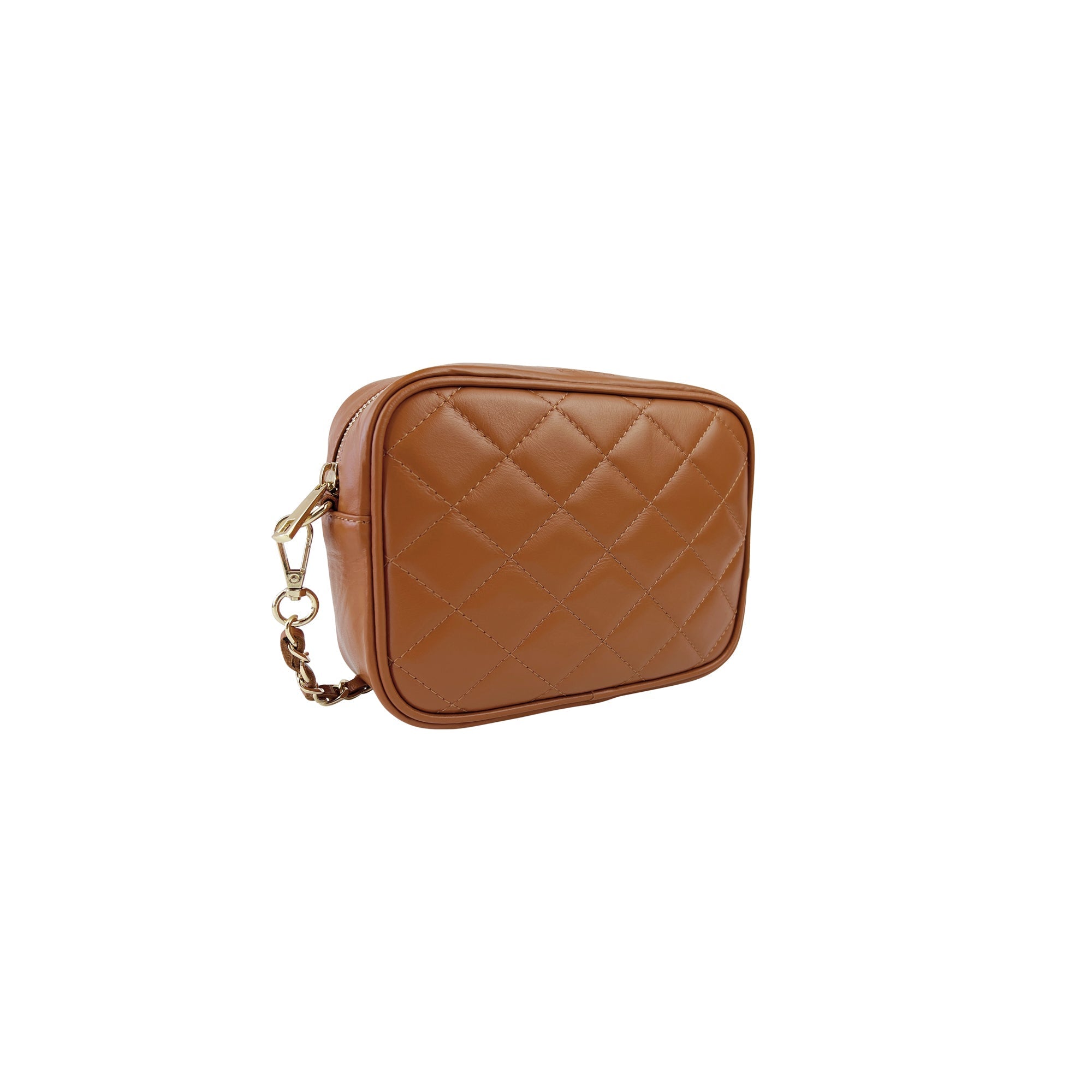 Borsa Donna a Tracolla Trapuntata Cuoio, In Vera Pelle, Made in Italy, Nora
