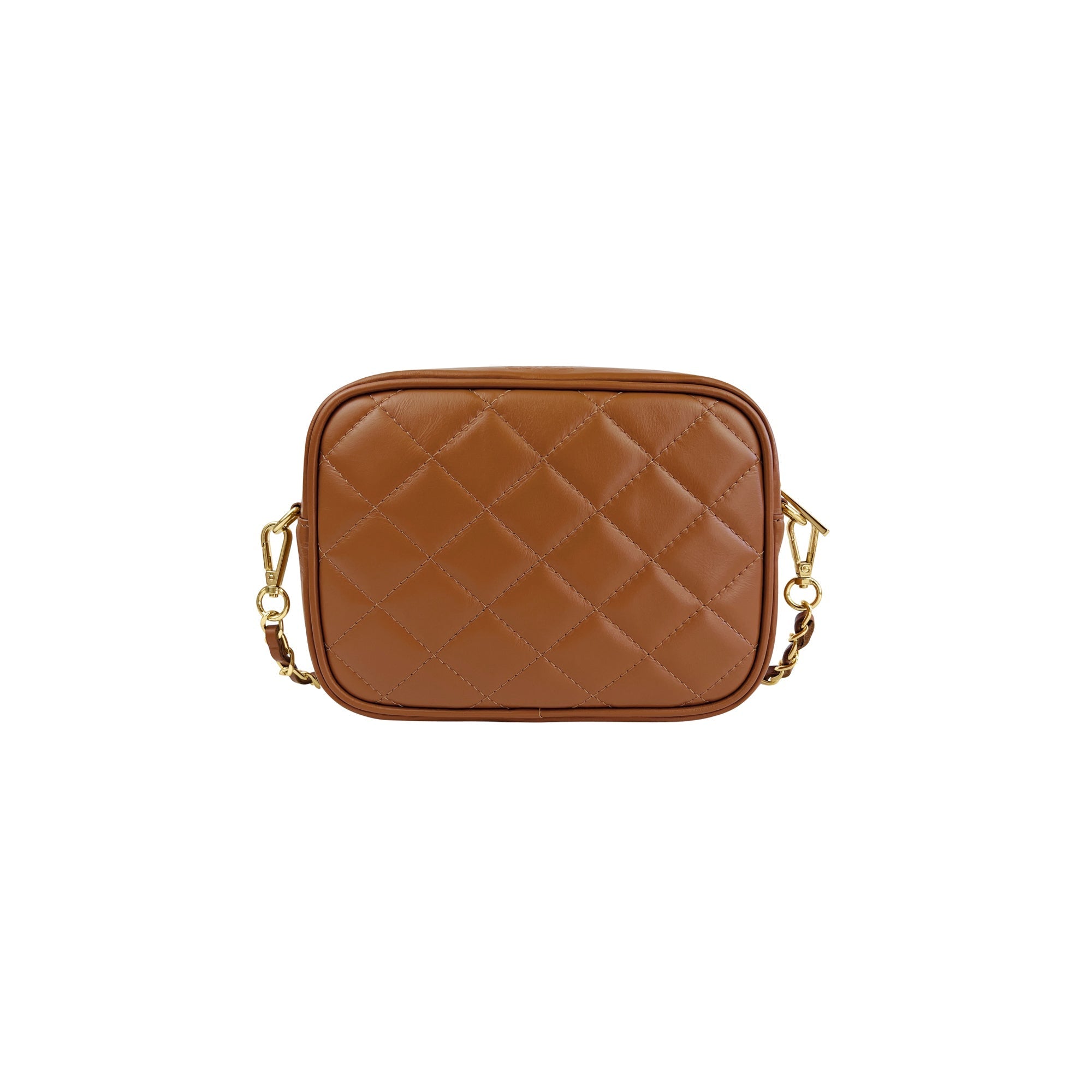 Borsa Donna a Tracolla Trapuntata Cuoio, In Vera Pelle, Made in Italy, Nora