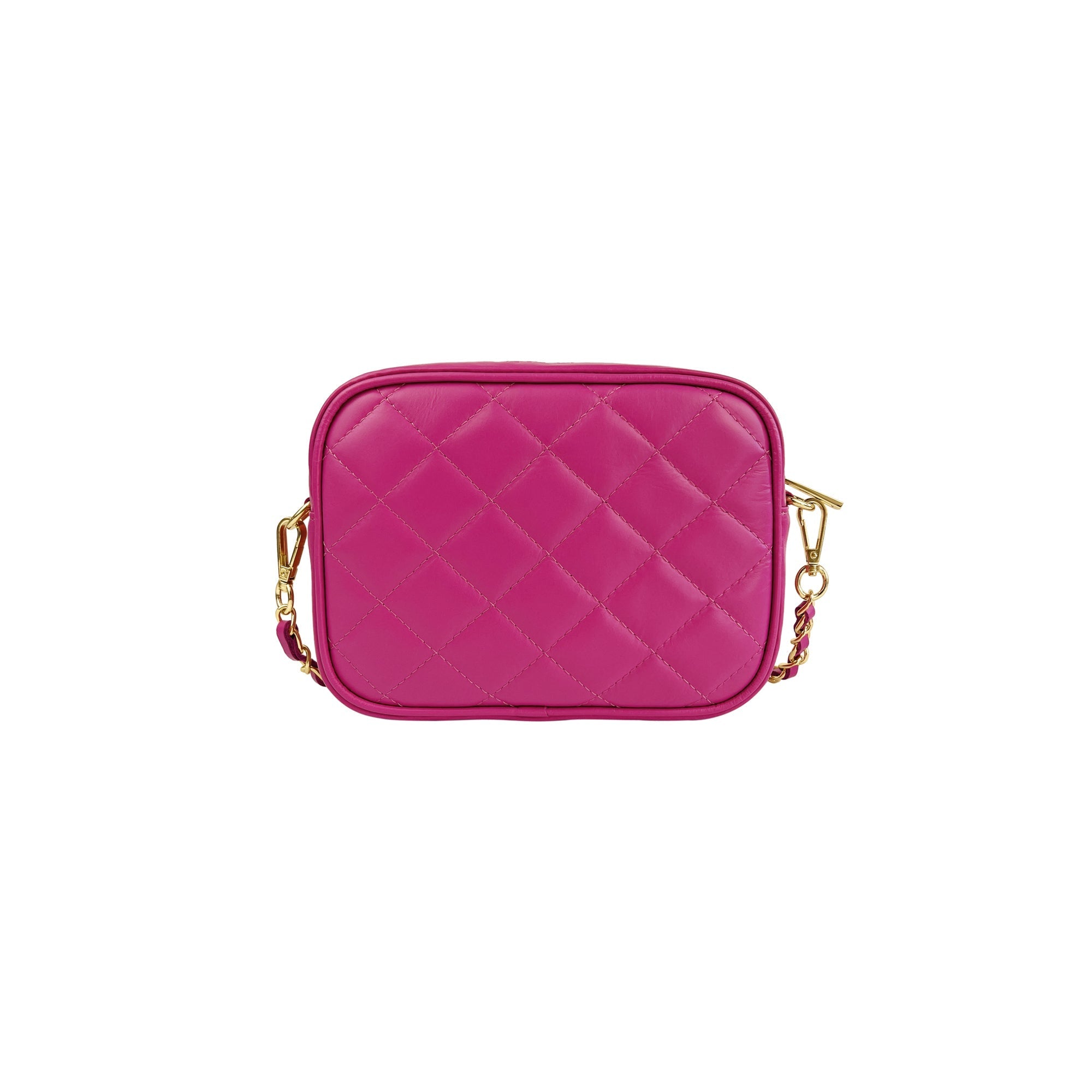 Borsa Donna a Tracolla Trapuntata Fucsia, In Vera Pelle, Made in Italy, Nora