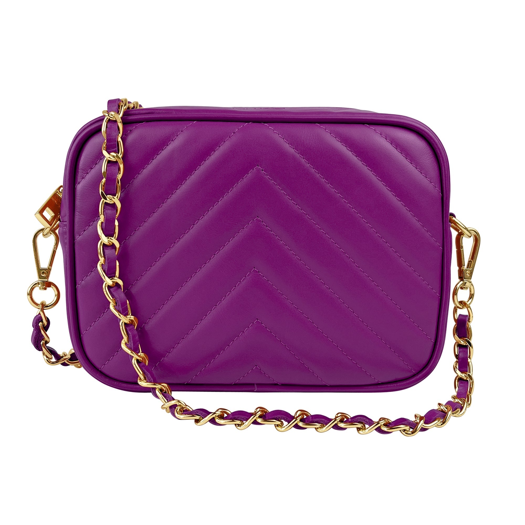 Borsa Donna a Tracolla, In Vera Pelle Trapuntata, Made in Italy, Modello Lola