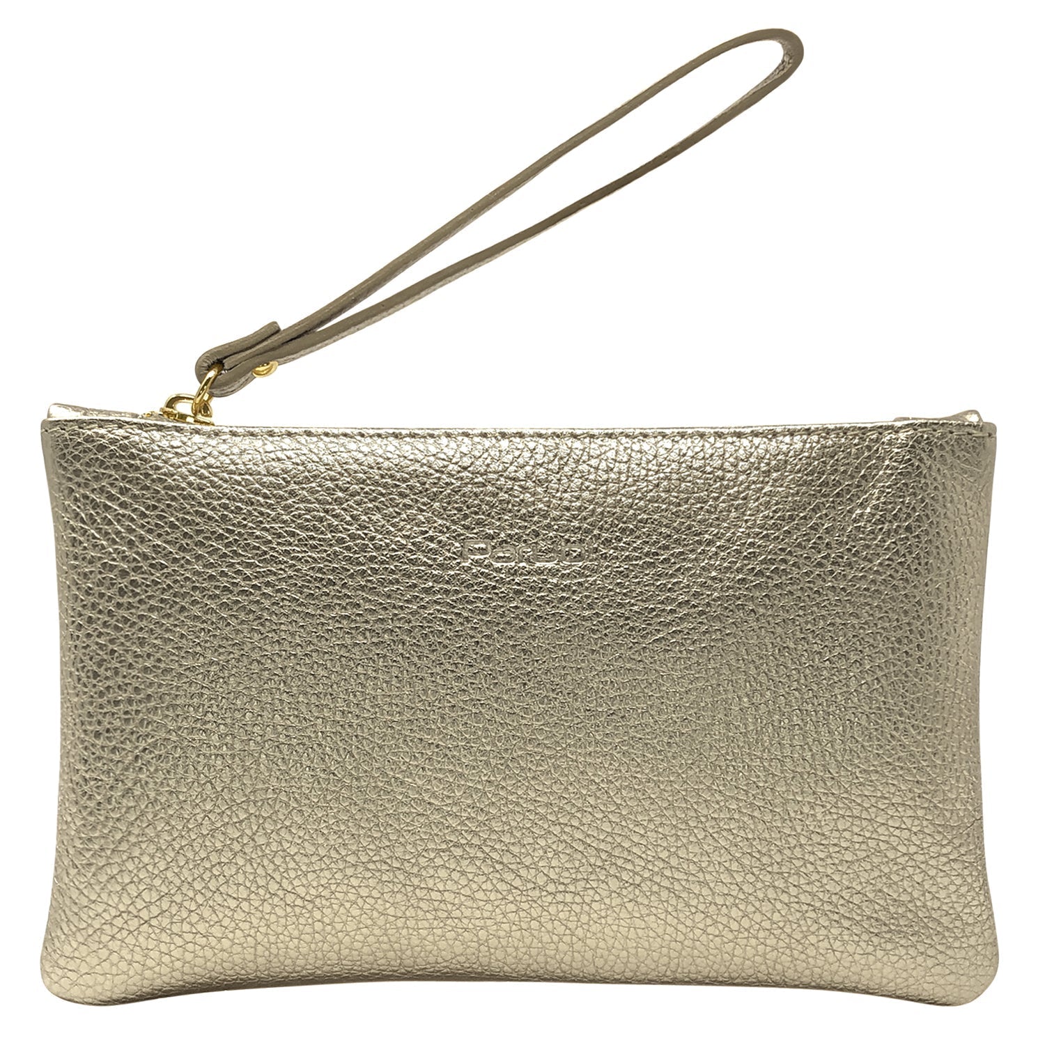 Pochette Donna a Mano, In Vera Pelle Laminata, Made in Italy, Modello Aura