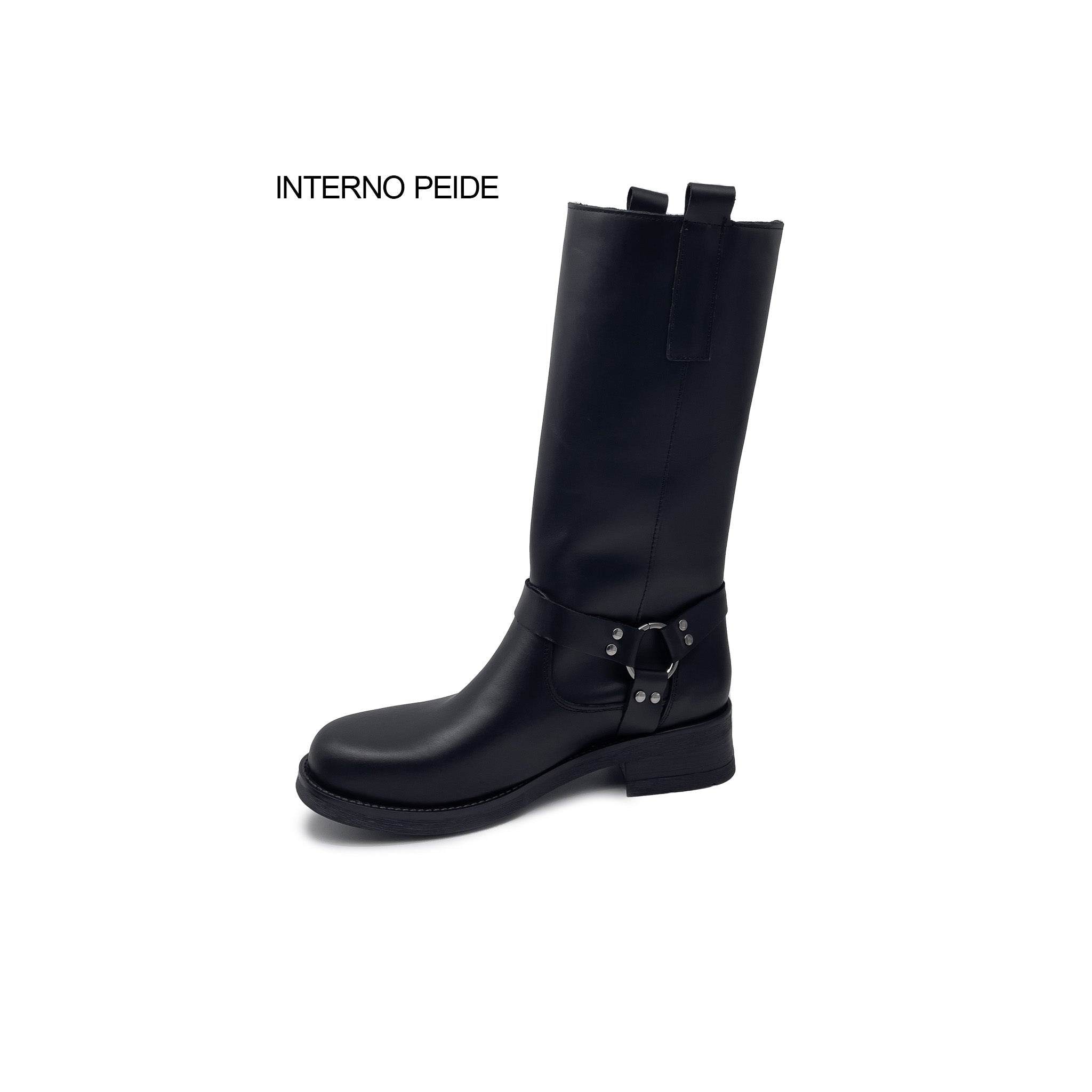 Stivale MAYA in Vera Pelle Nero con cavigliera