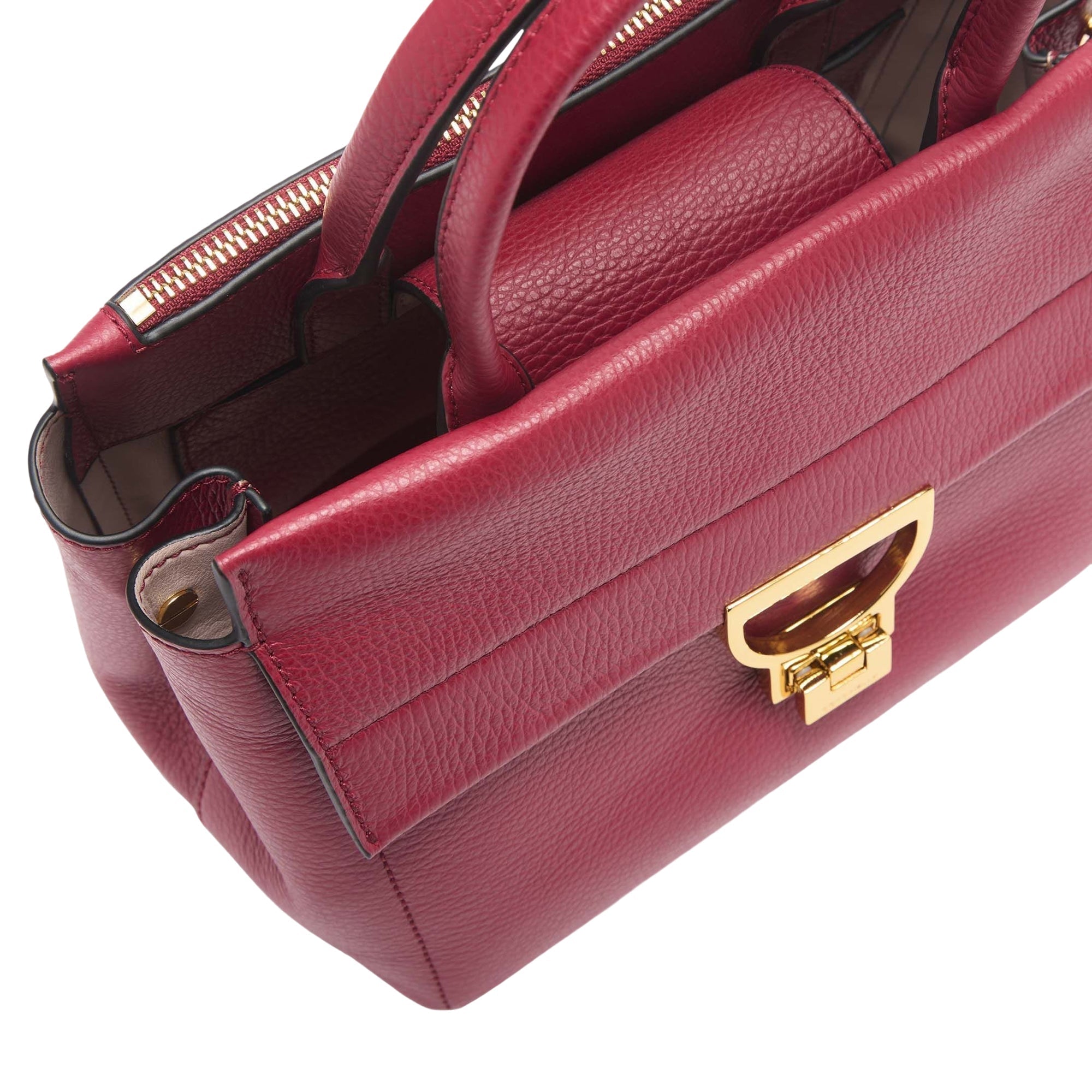 COCCINELLE Borsa Donna a Mano con Tracolla Rossa, In Vera Pelle,Arlettis Medium