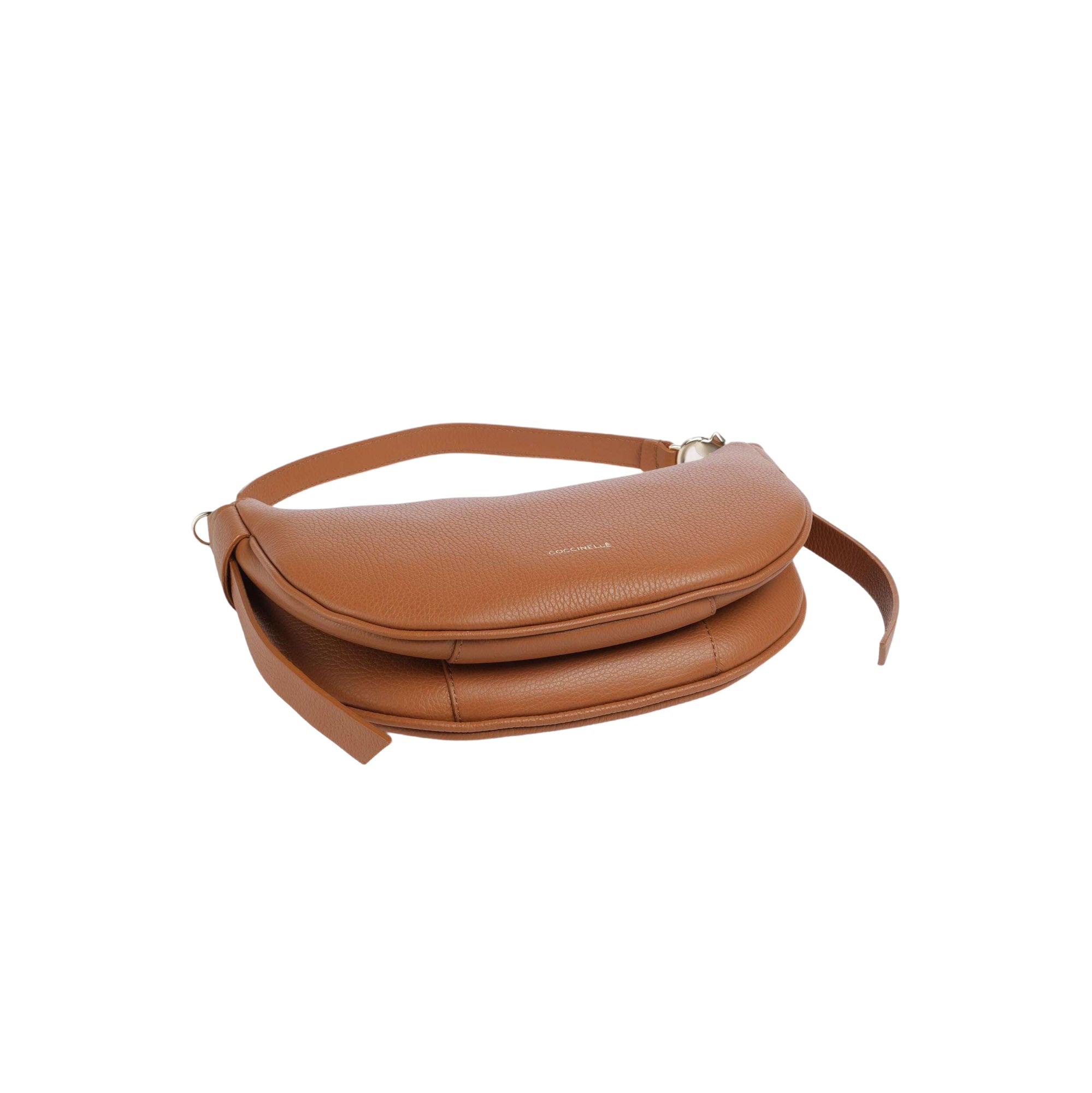 COCCINELLE Borsa Donna a Spalla Marrone con Tracolla, In Vera Pelle, C-Easy