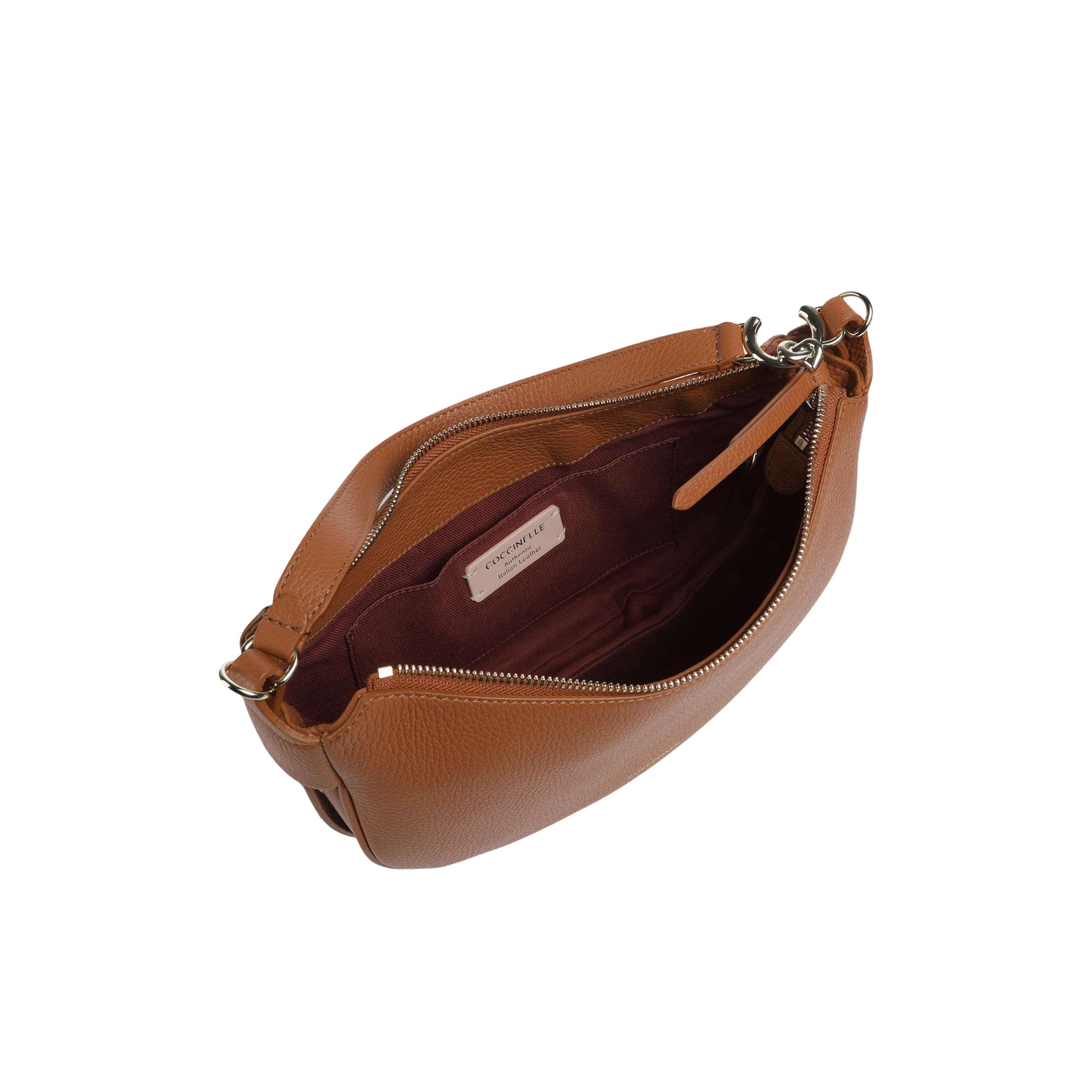 COCCINELLE Borsa Donna a Spalla Marrone con Tracolla, In Vera Pelle, C-Easy