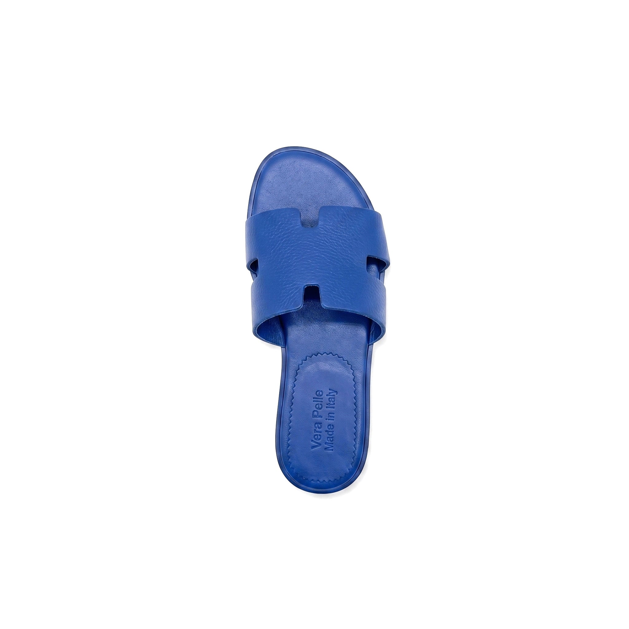 Sandali a Ciabattina Donna Modello H in Vera Pelle Blu - Made in Italy | Art. PUGLIA