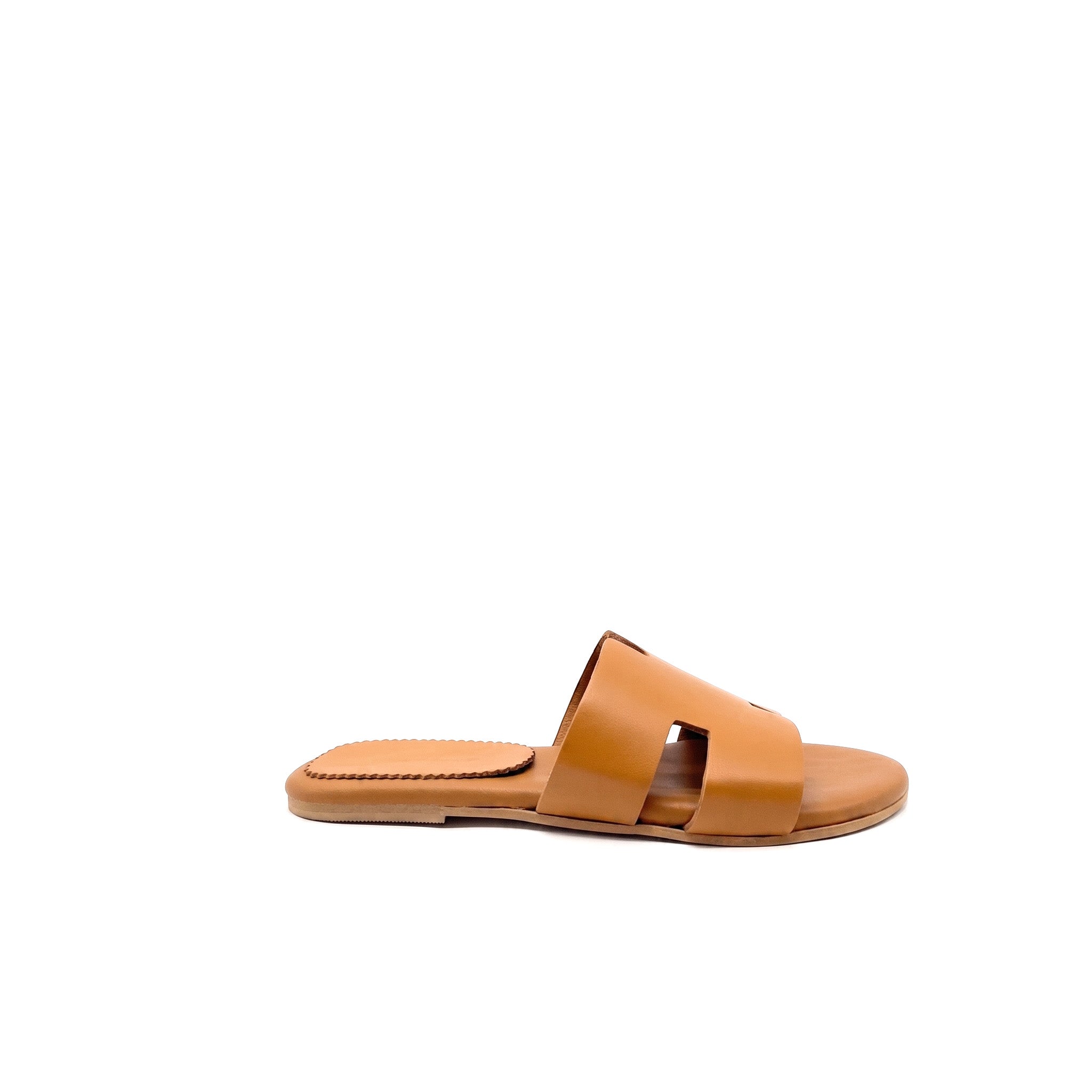 Sandali a Ciabattina Donna Modello H in Vera Pelle Cuoio - Made in Italy | Art. PUGLIA