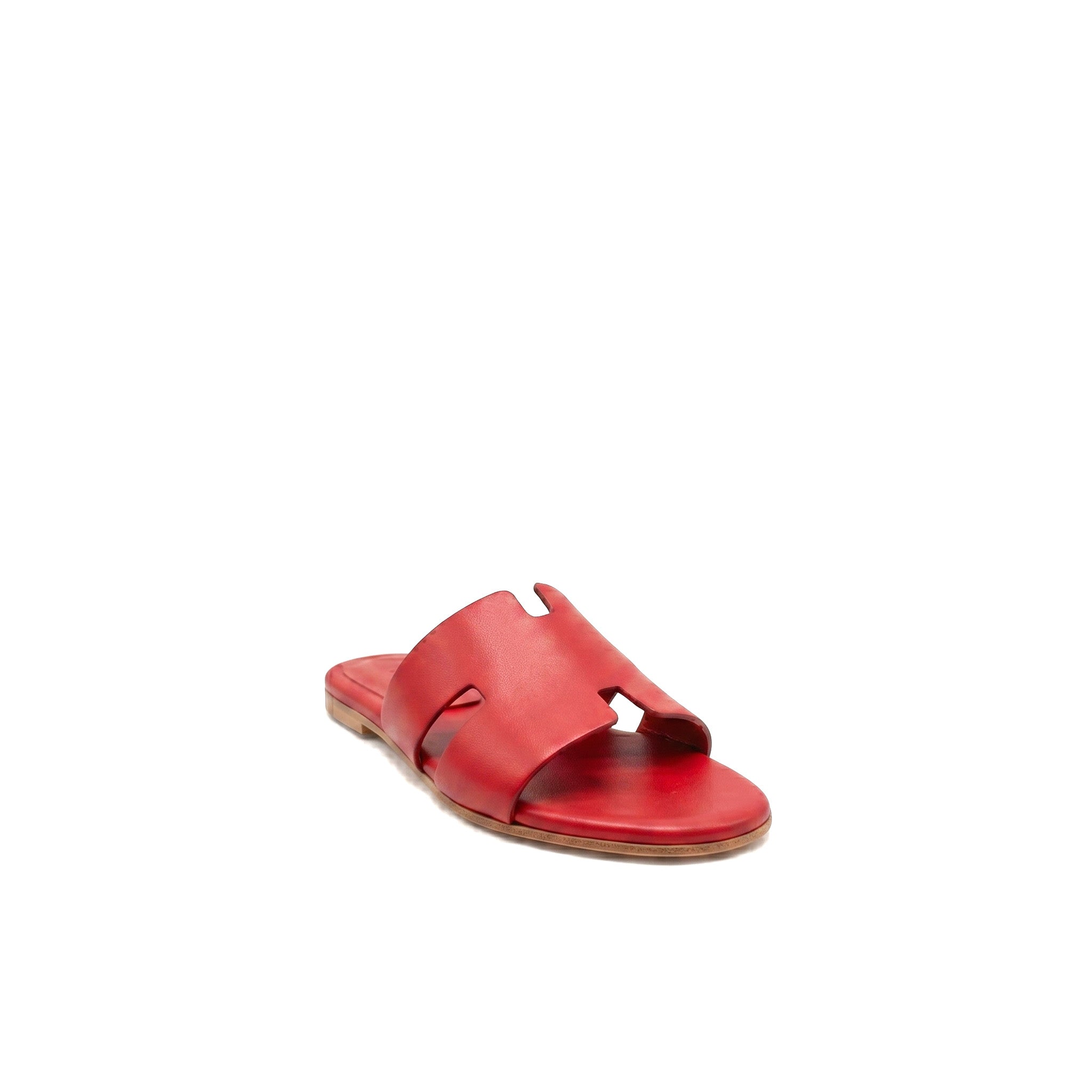 Sandali a Ciabattina Donna Modello H in Vera Pelle Rosso - Made in Italy | Art. PUGLIA
