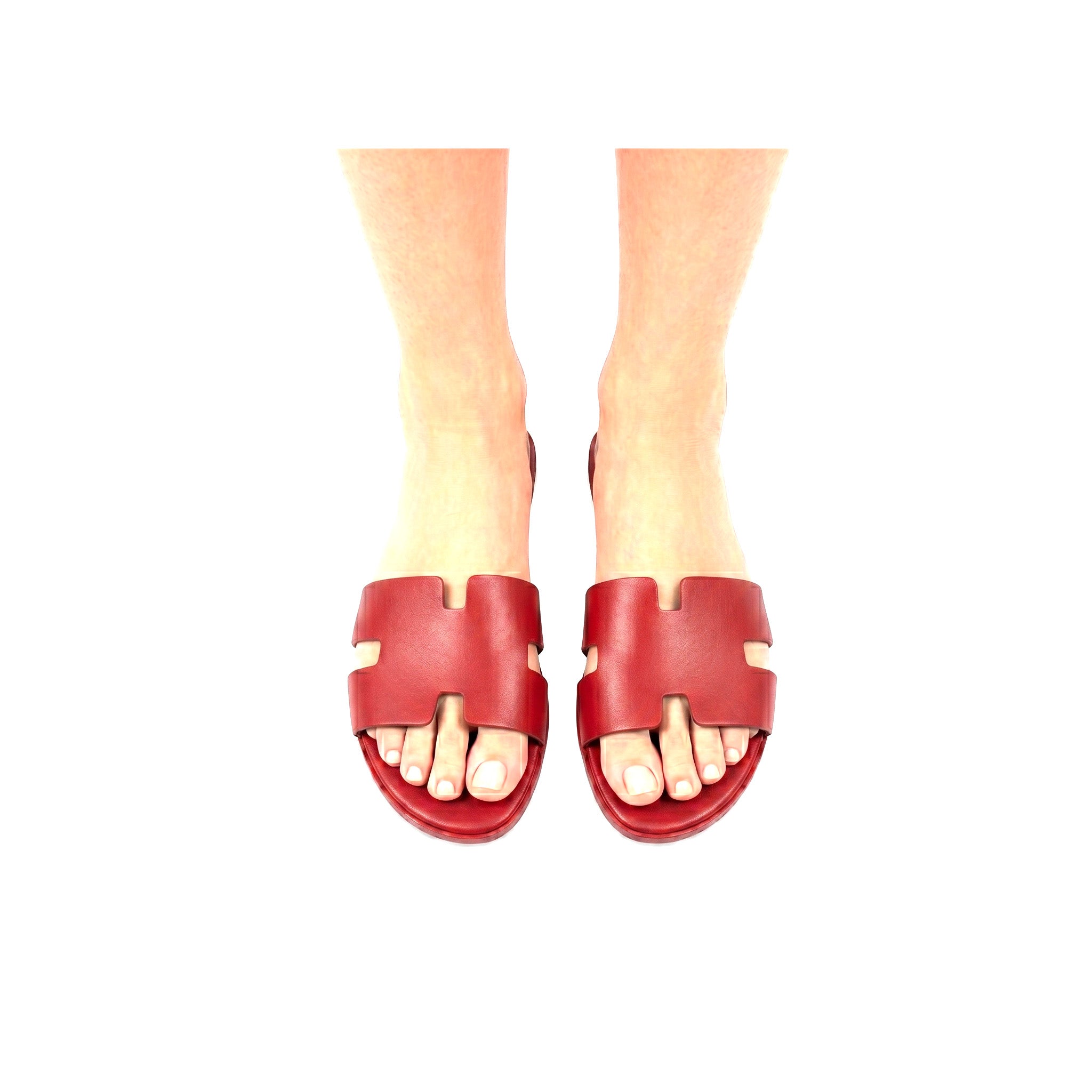 Sandali a Ciabattina Donna Modello H in Vera Pelle Rosso - Made in Italy | Art. PUGLIA