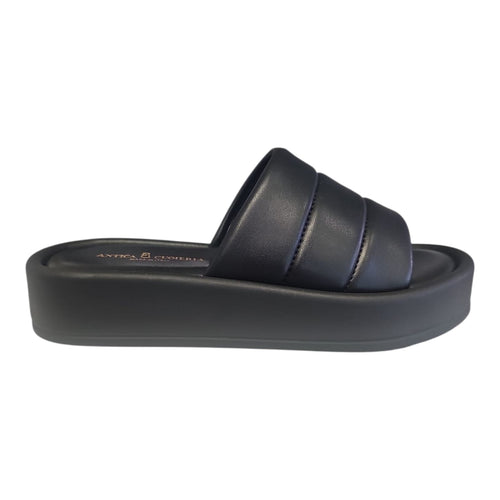 Antica Cuoieria Sandalo slider in pelle donna art.23021 nero