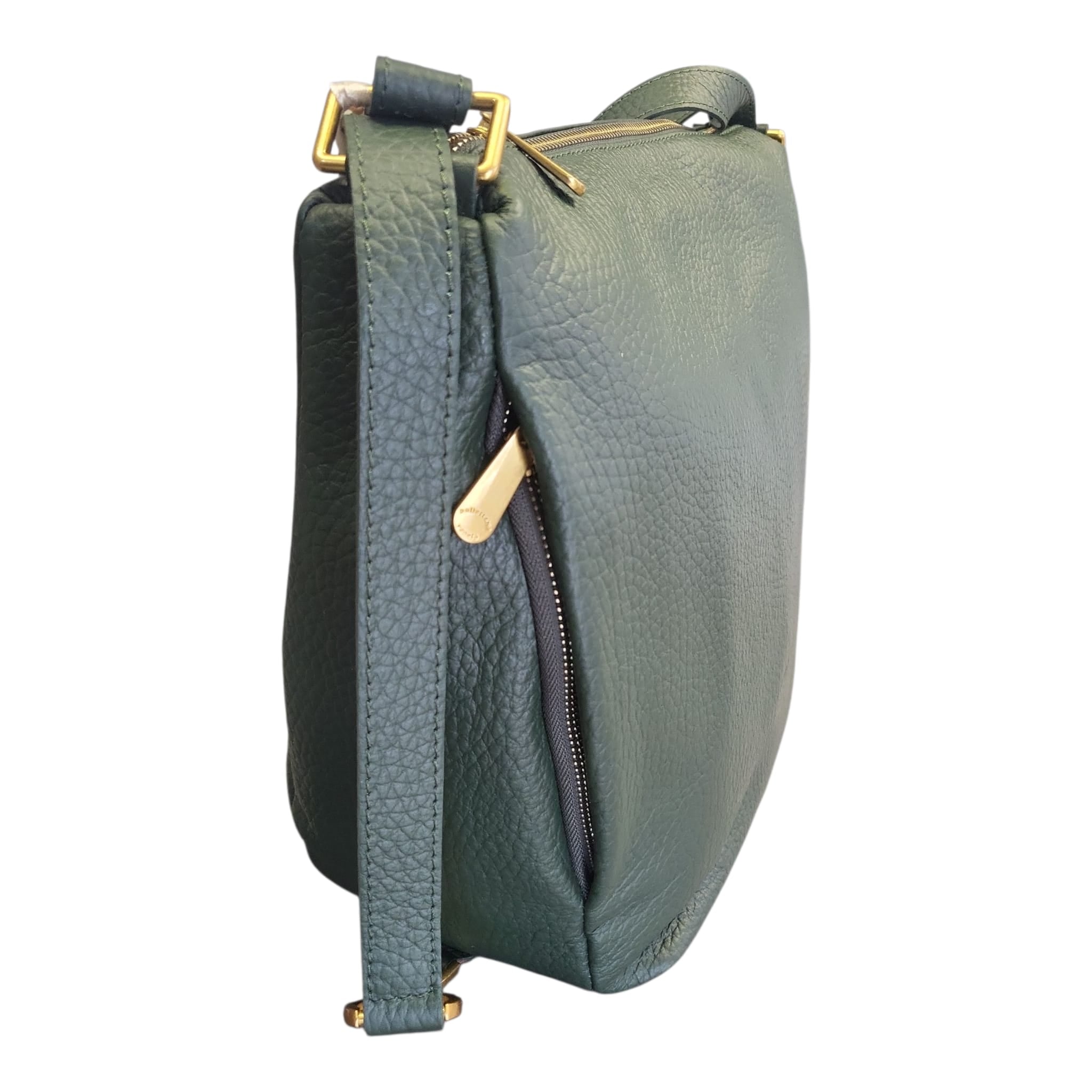 Pelletteria Veneta – Borsa Donna in Pelle Verde Bottiglia 2 in 1 a Spalla o Zaino (30x30x10 cm)