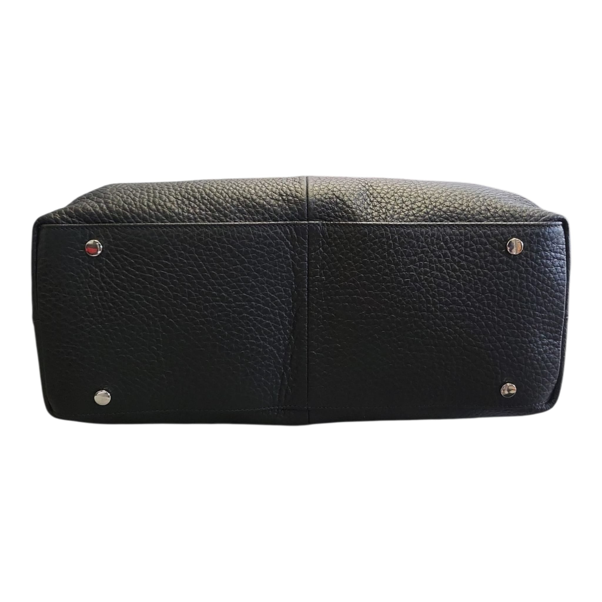 Pelletteria Veneta – Shopper Donna in Pelle Martellata Verde con 3 Scomparti e Doppia Tracolla (37x27x15 cm) – Made in Italy