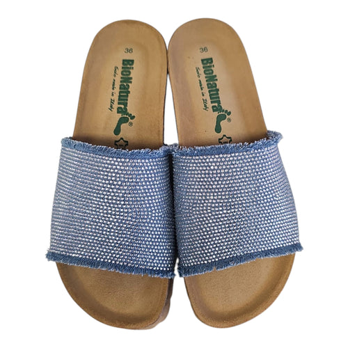 BioNatura sandalo scalzato donna 12FAIRY blu e strass