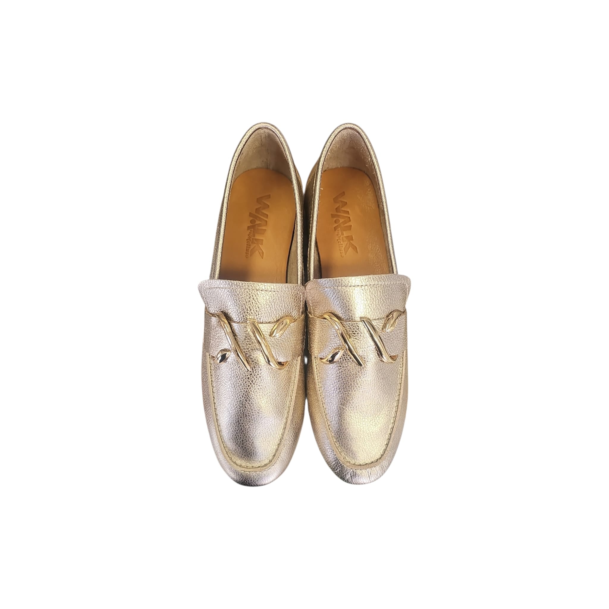 Melluso Donna Mocassino Pelle Laminata Morsetto Oro K56237