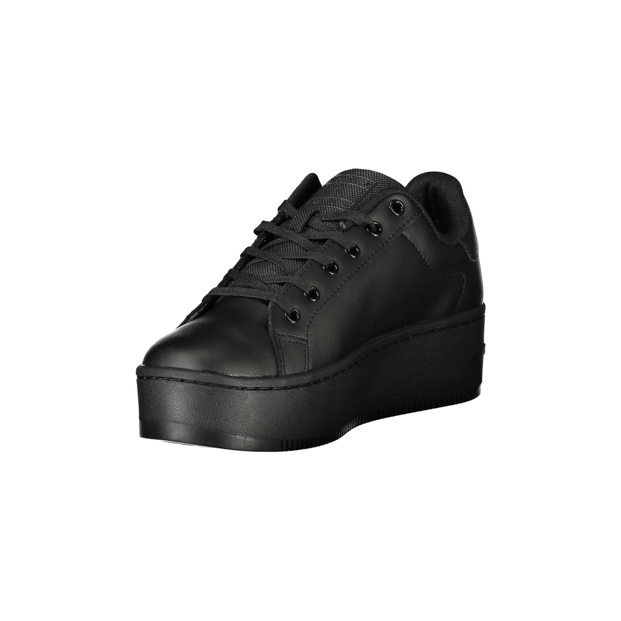 TOMMY HILFIGER Scarpe Sneakers Donna Nere con Zeppa 5 cm e Plantare Removibile