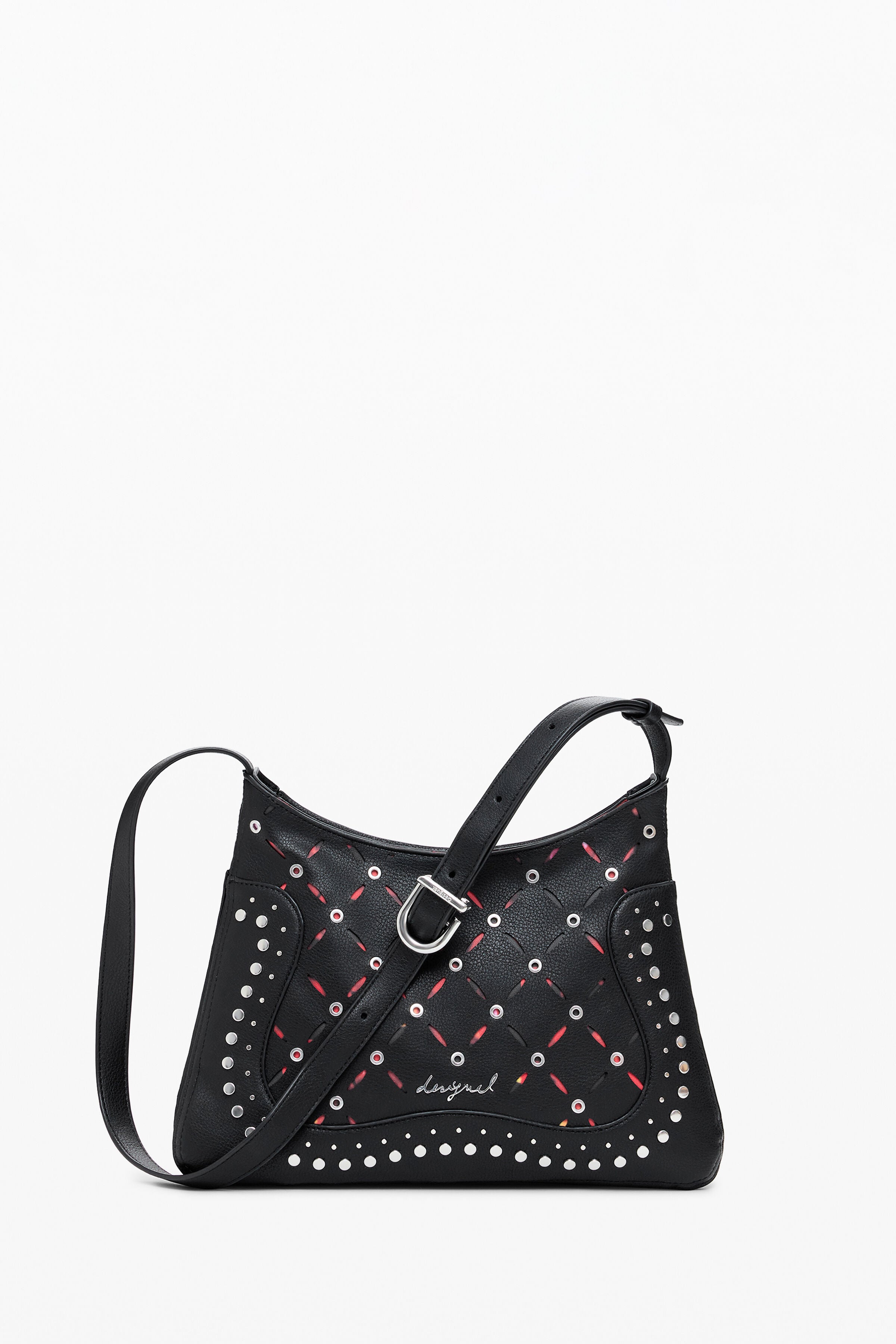 DESIGUAL Borsa Donna Nera a Tracolla Yankee Manaos con Borchie