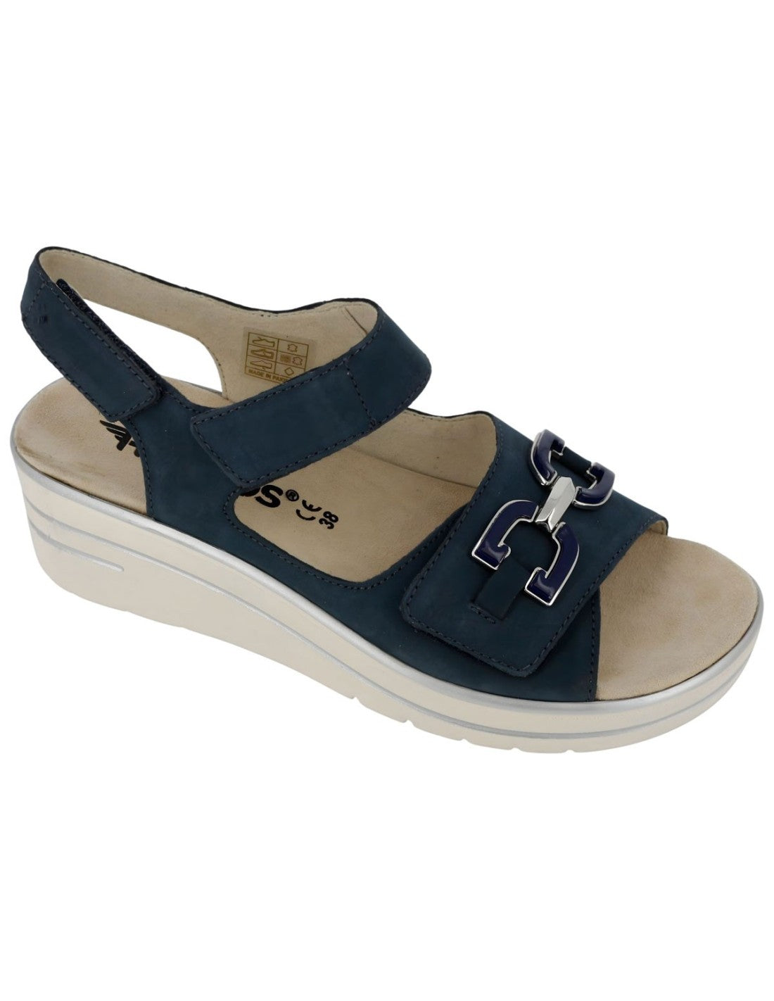 Hergos H6301 – Sandalo Donna in Pelle Effetto Seta | Plantare Estraibile | Fasce Regolabili | Blu
