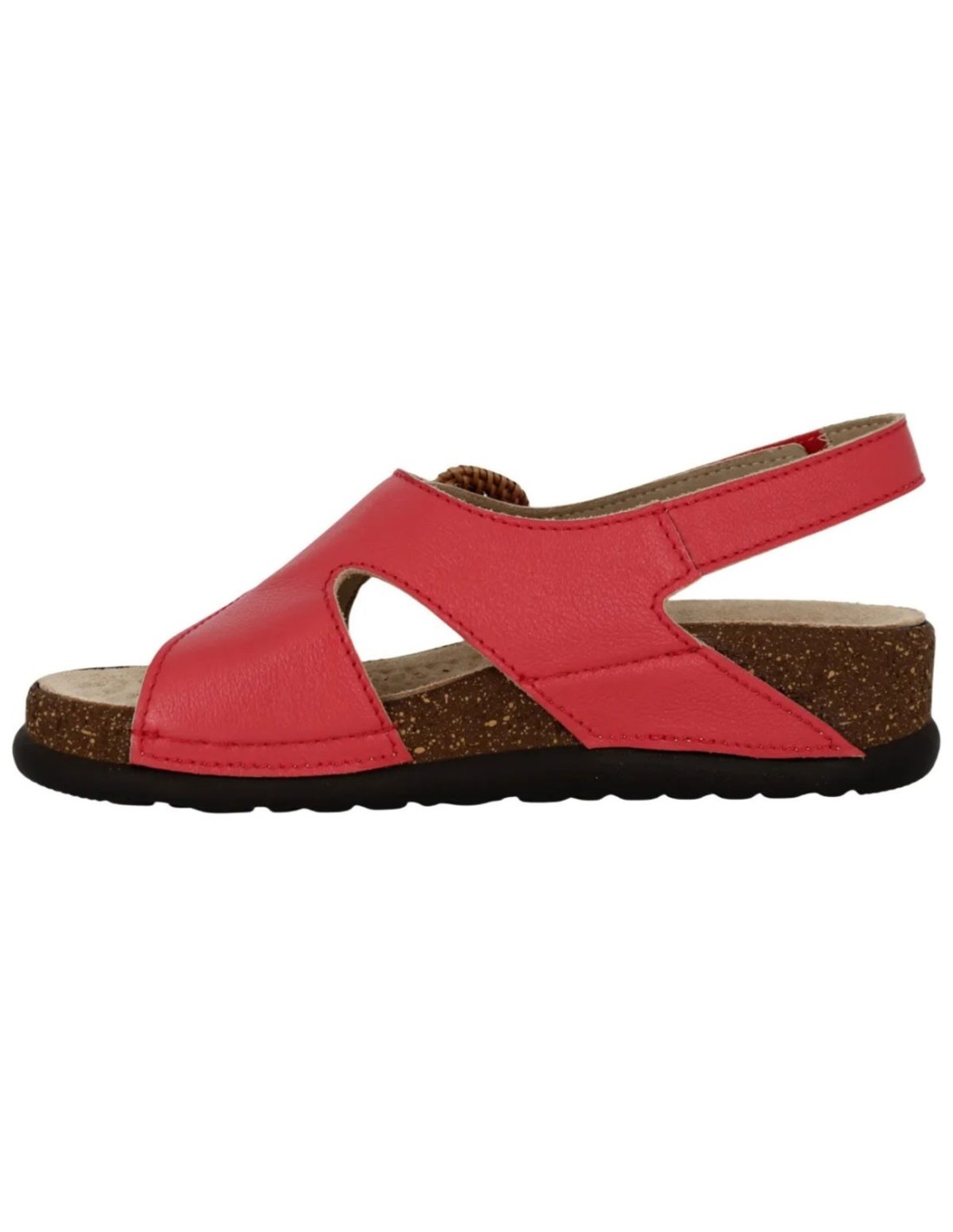 Sandalo Donna Sabatini Koala Rosso – Pelle Extra Soft, Fibbia Rafia e Plantare Estraibile