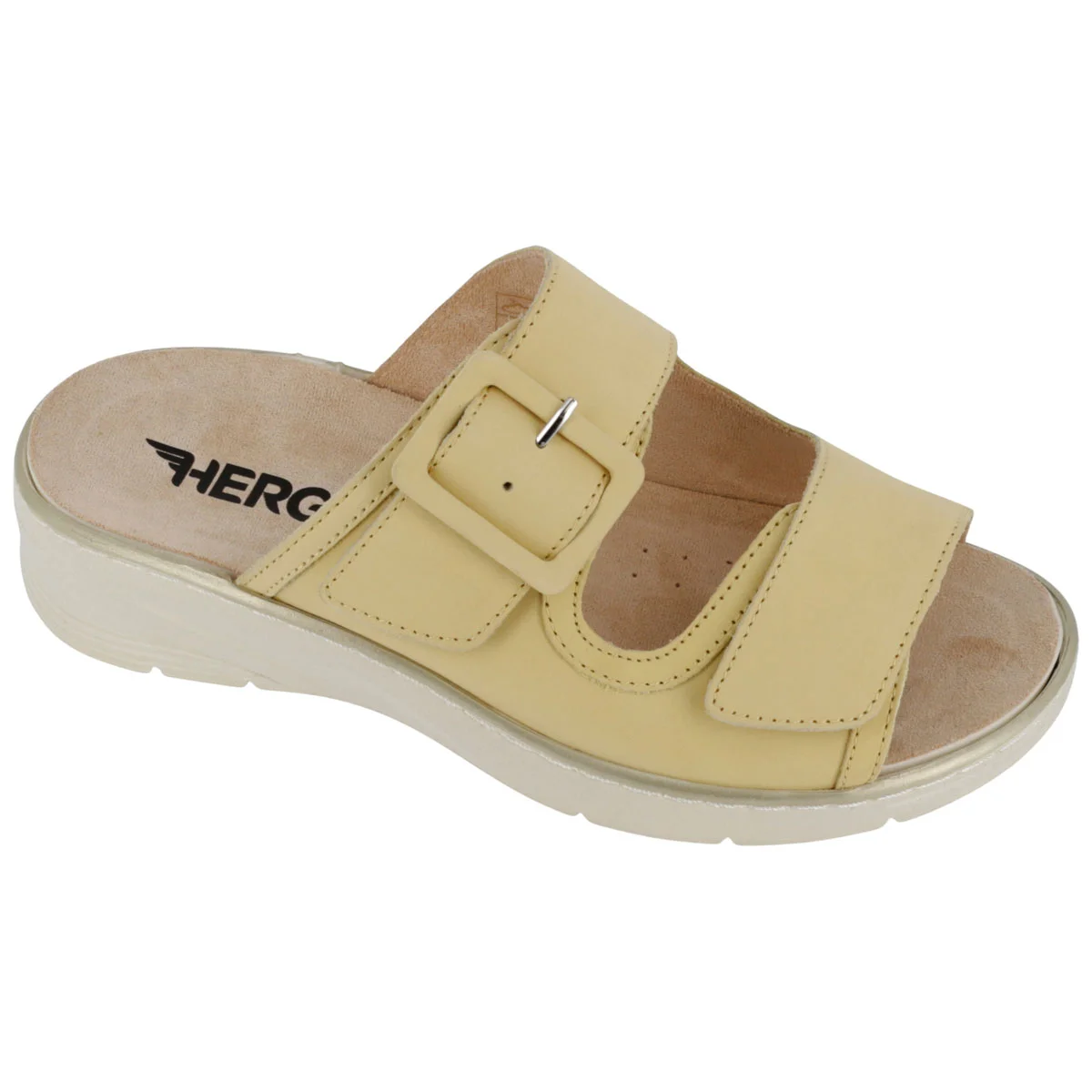 Ciabatta Donna Hergos Seta/Burro - Plantare Estraibile Suola Antiscivolo Doppio Velcro