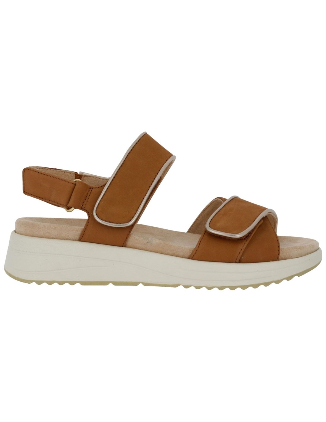 Sandalo Hergos Donna Pelle Nubuk Doppia Fascia Velcro Antilope