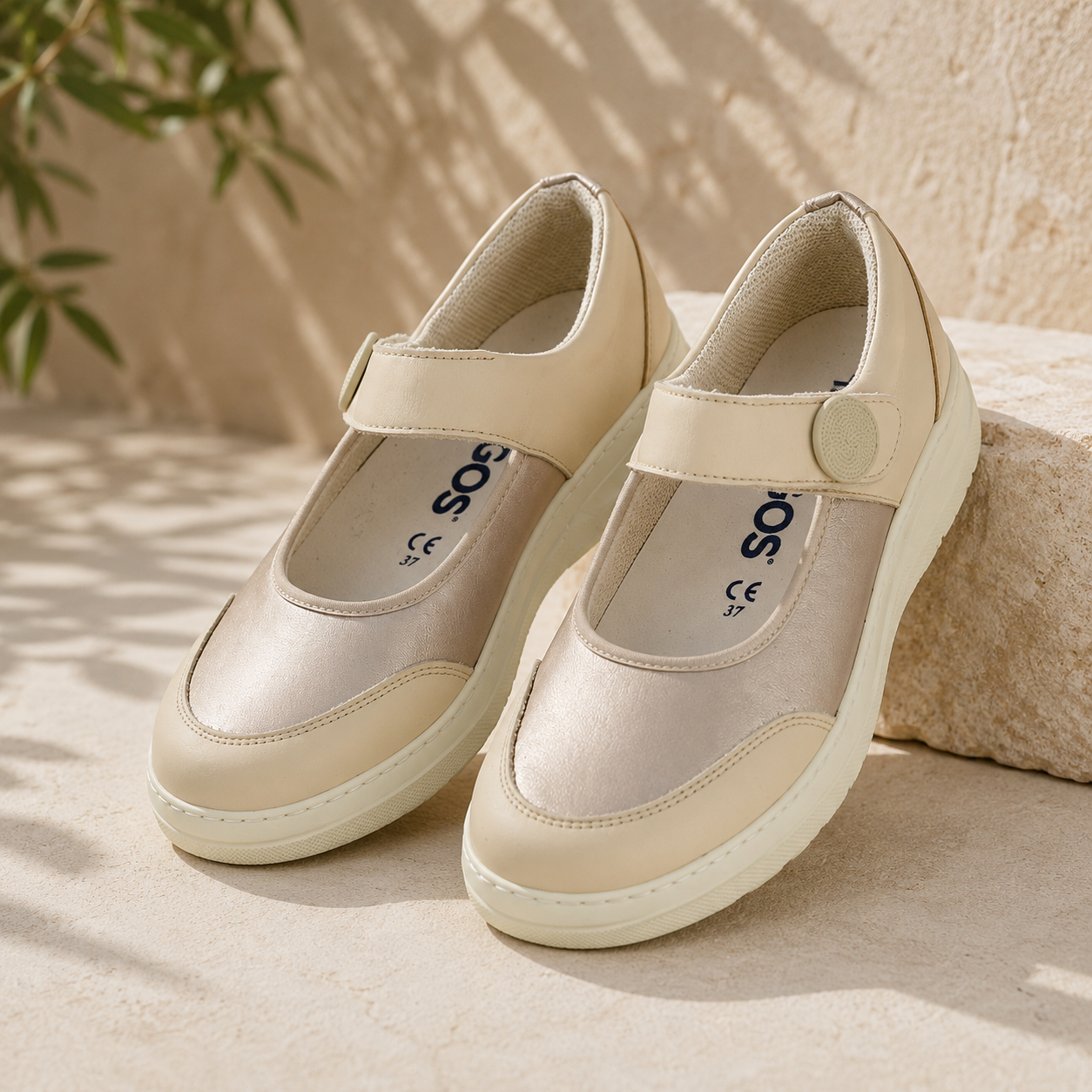 Hergos H9630 – Ballerina Donna in Vitello Panna con Inserto Laminato Platino