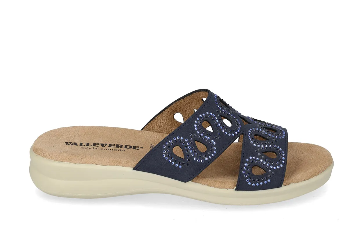 Ciabatta Donna Valleverde – Con Strass 25331 Blu