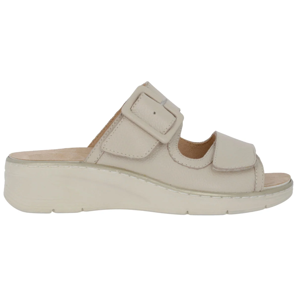 Ciabatta Donna Hergos Smart/Panna - Plantare Estraibile Suola Antiscivolo Doppio Velcro