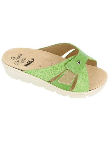 Ciabatta Donna Sabatini Change System con Fasce Incrociate in Pelle – Plantare Estraibile – Pistacchio
