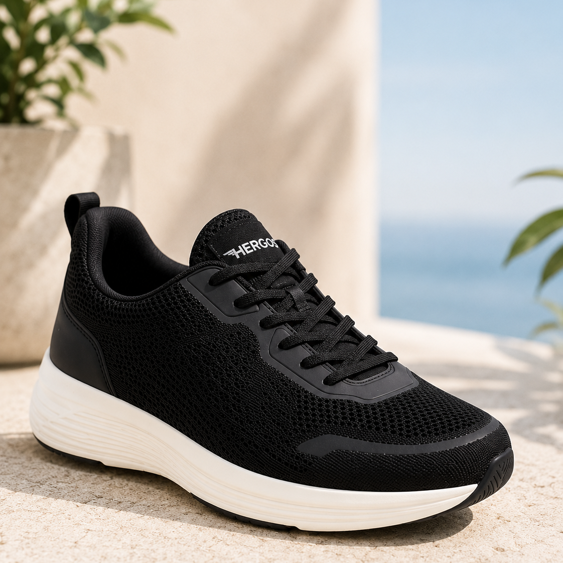 Hergos H3840 – Sneaker Comfort Ultraleggera con Plantare Estraibile | Nero