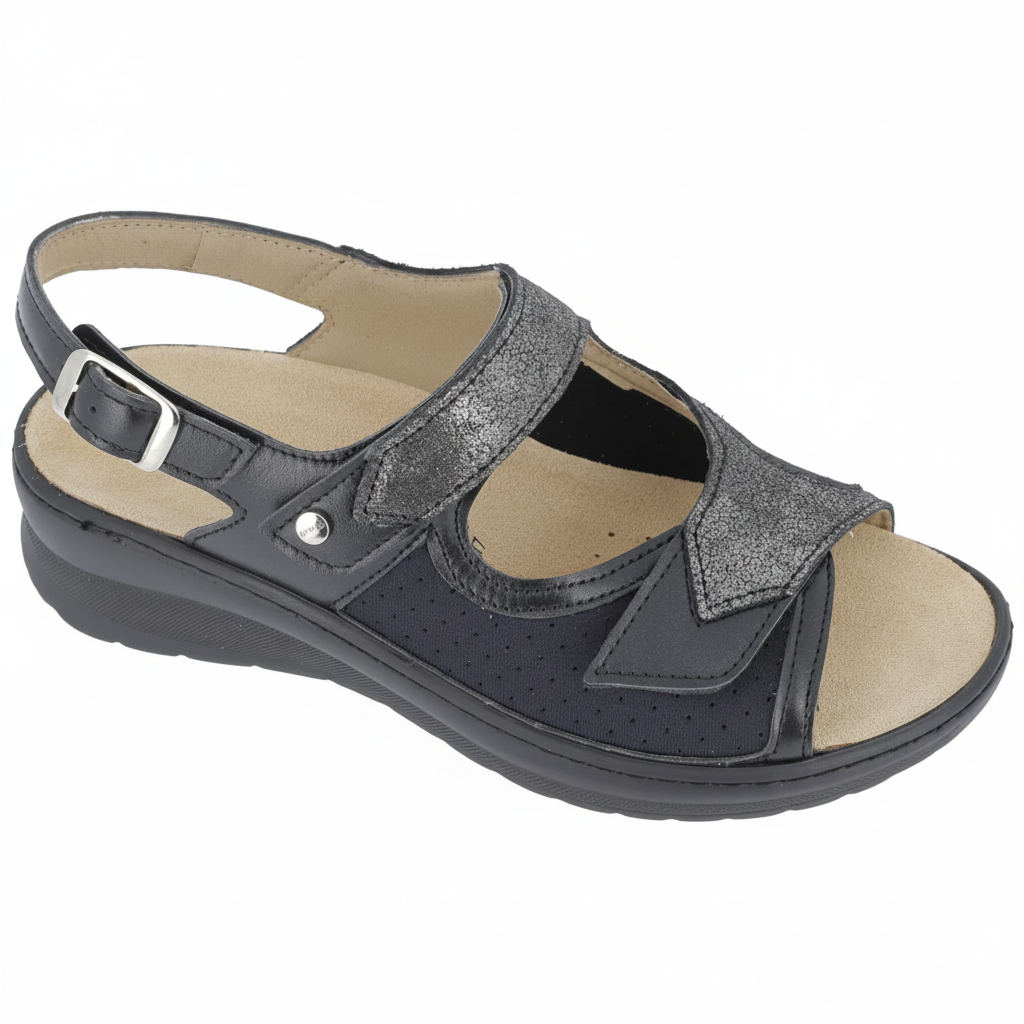 Sandalo Donna Hergos Murano/Griselast Nero – Alluce Valgo Plantare Estraibile
