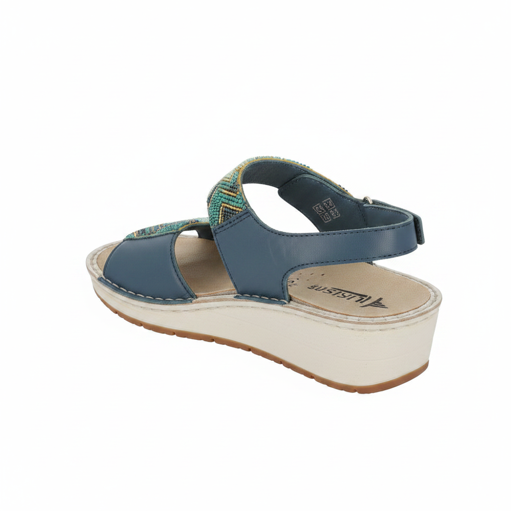 Sandalo Donna Hergos T.Ancona Blu - Perline Artigianali Plantare Estraibile