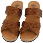 Ciabatta Donna Sabatini Diamond con Strass – Zeppa Sughero e Memory Foam – Bronzo