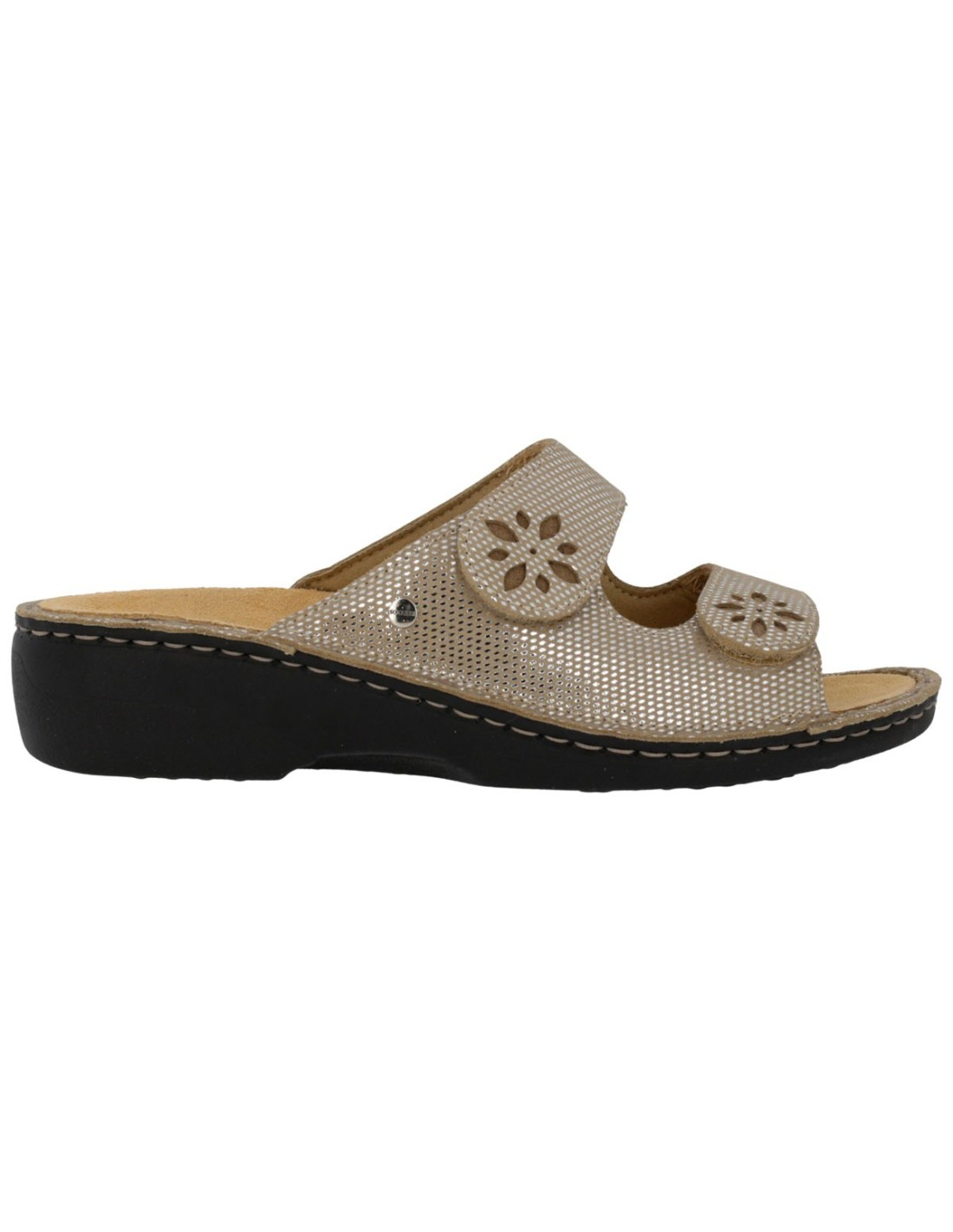 Ciabatta Hergos in pelle con doppia fascia regolabile e plantare estraibile - Sirio Beige