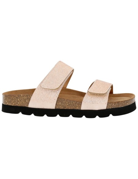 Ciabatta Donna Sabatini Crystal con Doppia Fascia Laminata e Soletta in Sughero – Cipria