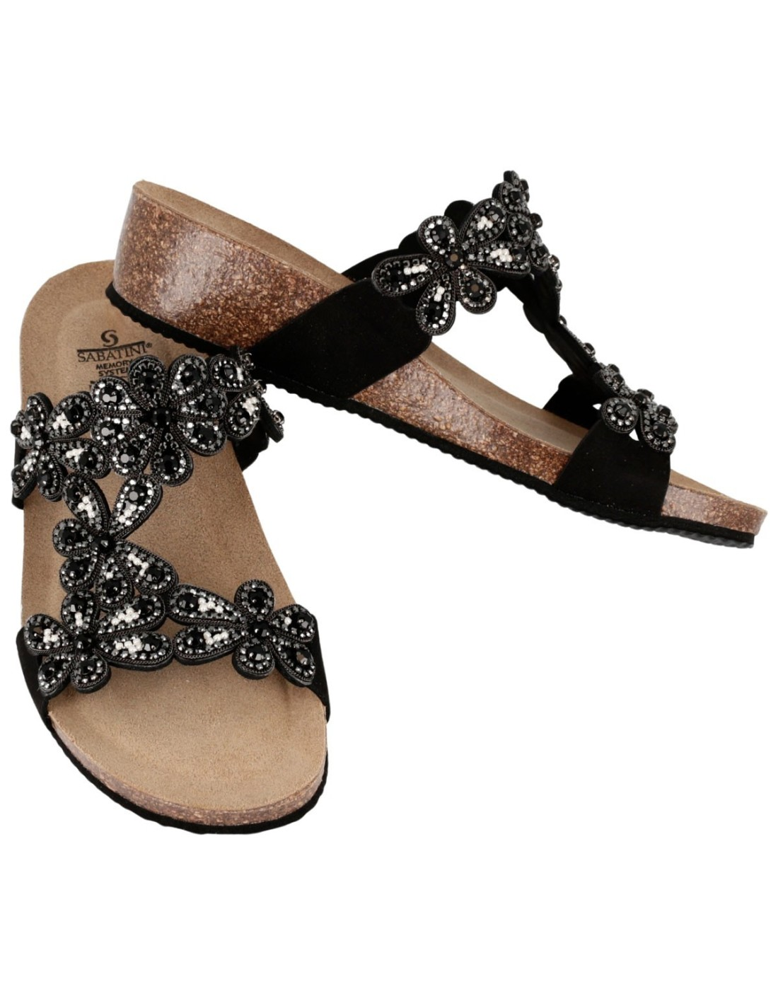 Sandalo Gioiello con Suola Memory - Butterfly Nero | Sabatini