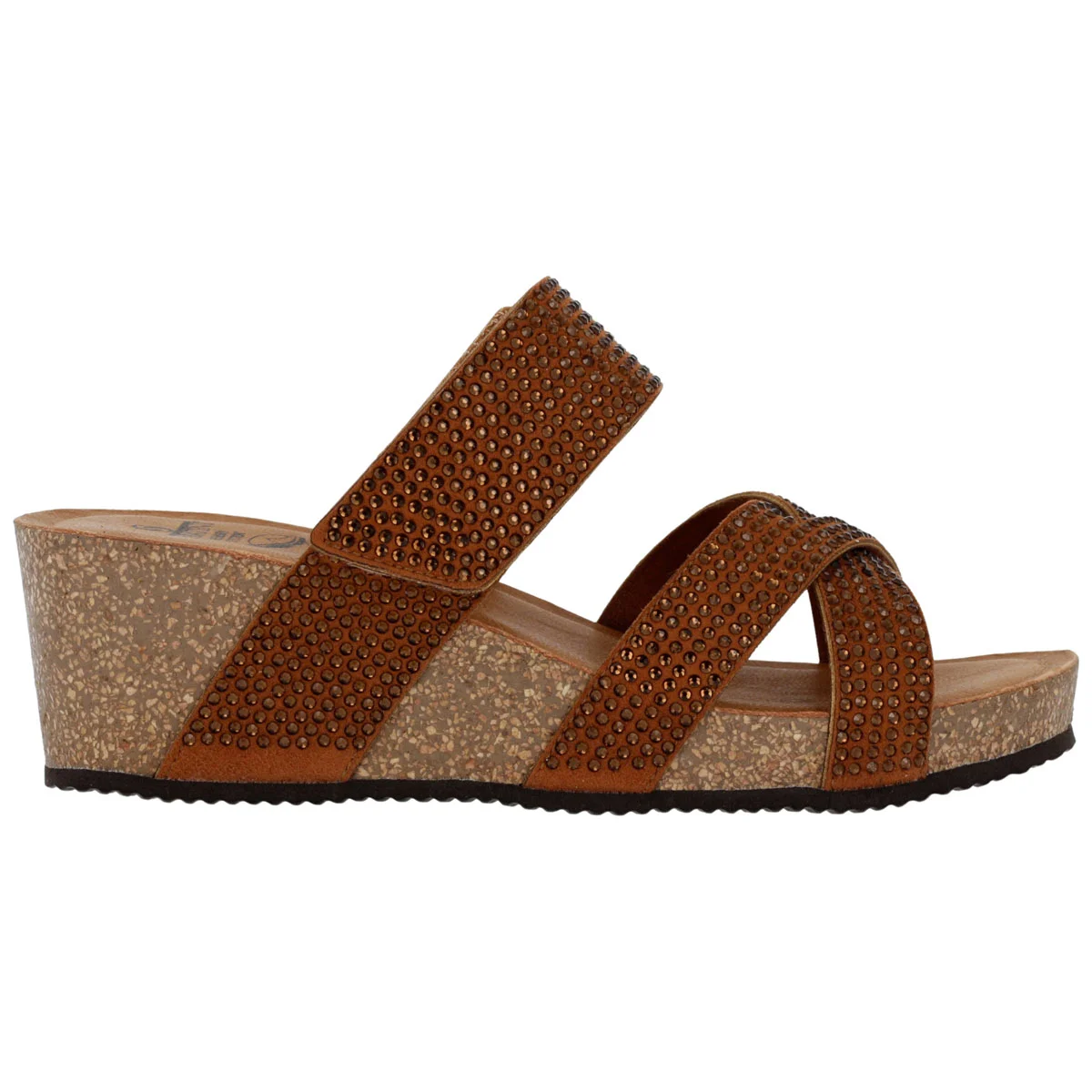 Ciabatta Donna Sabatini Diamond con Strass – Zeppa Sughero e Memory Foam – Bronzo