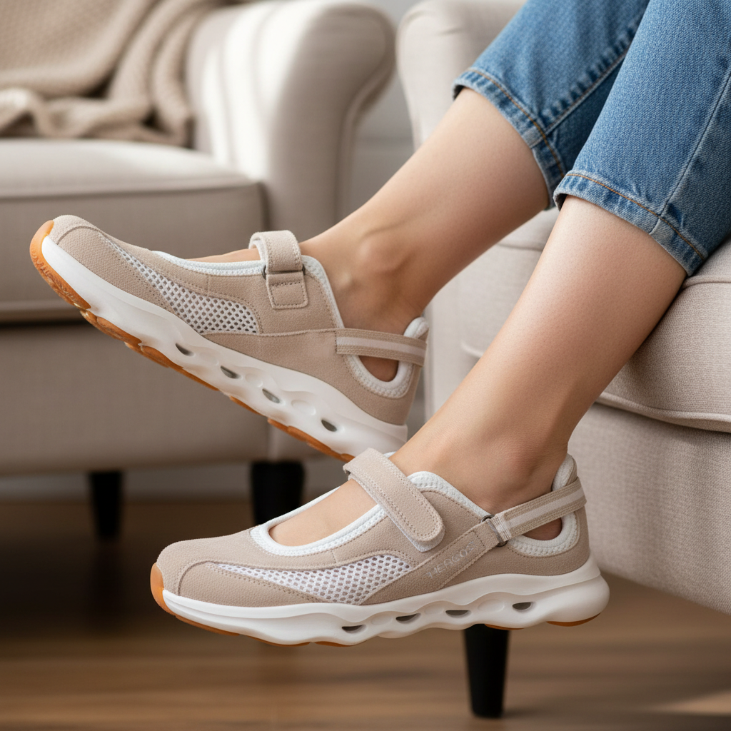 Scarpa Donna Hergos Olympia – Linea TECNA | Camoscio e Rete Sabbia/Beige