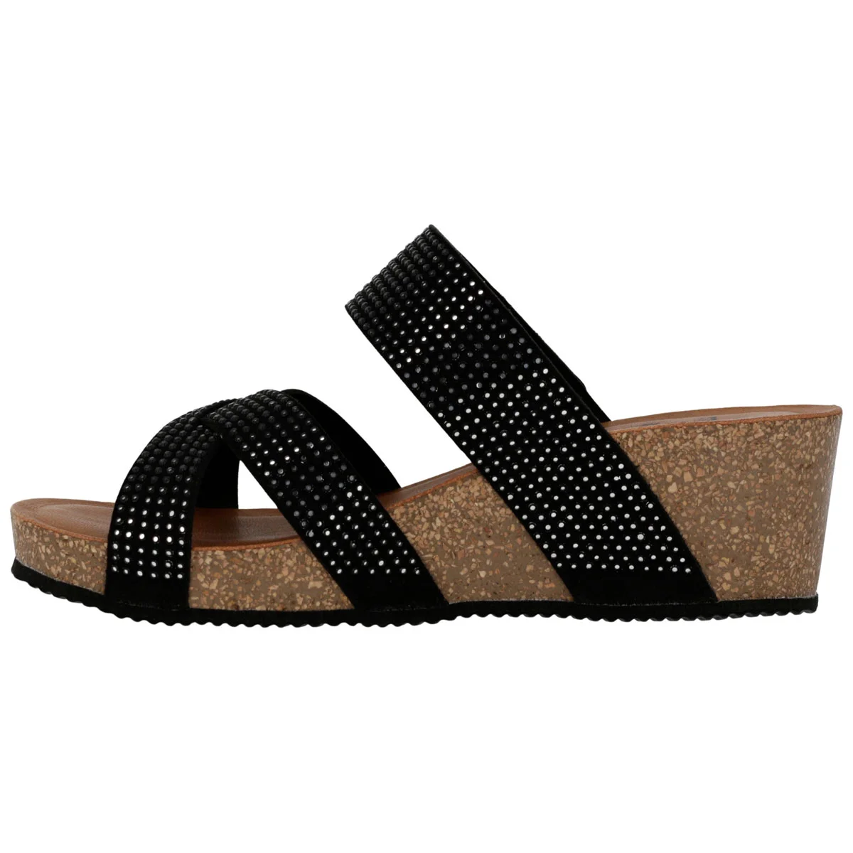 Ciabatta Donna Sabatini Diamond con Strass – Zeppa Sughero e Memory Foam – Nero