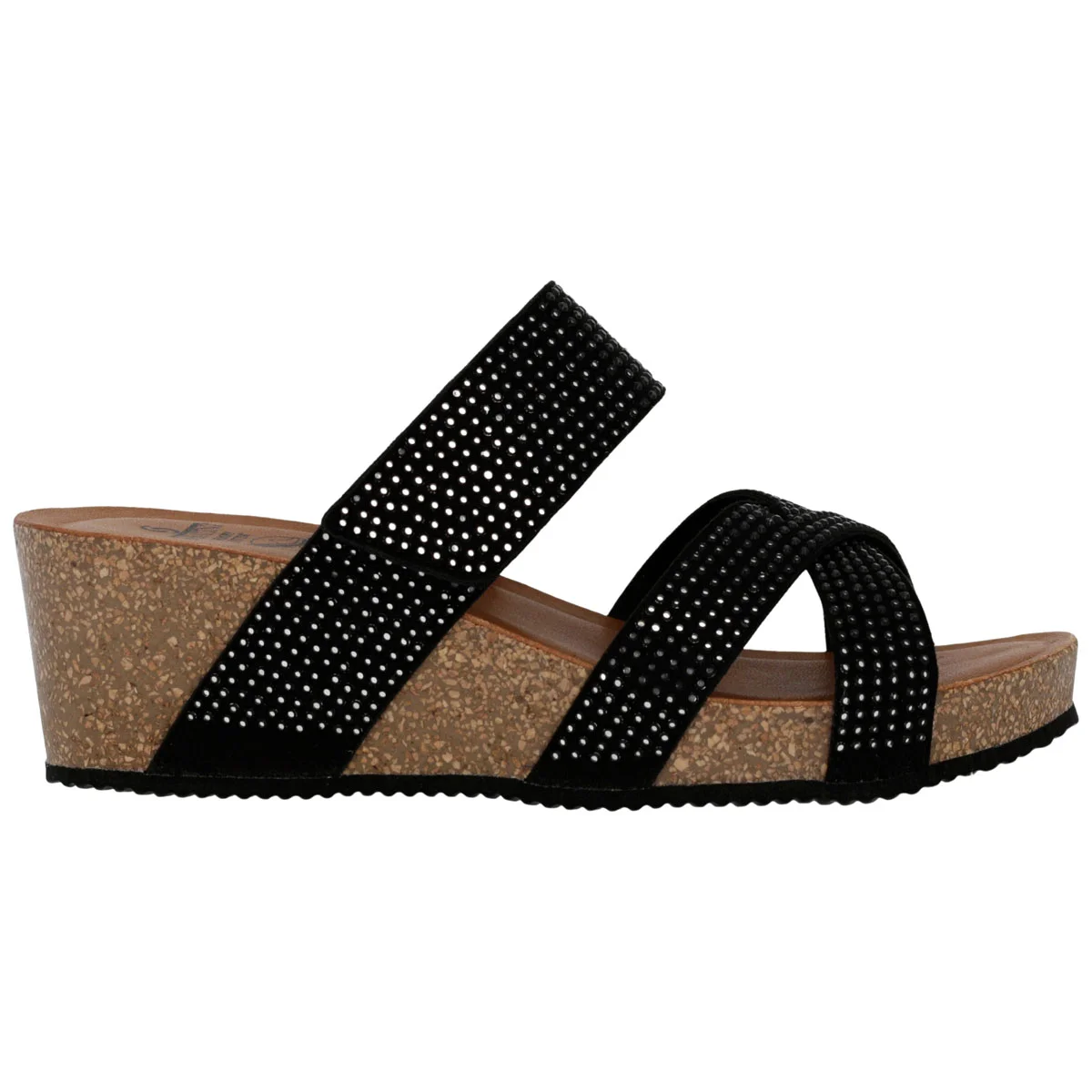 Ciabatta Donna Sabatini Diamond con Strass – Zeppa Sughero e Memory Foam – Nero