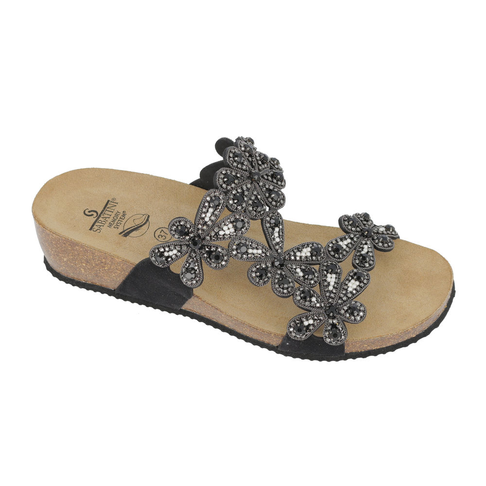 Sandalo Gioiello con Suola Memory - Butterfly Nero | Sabatini